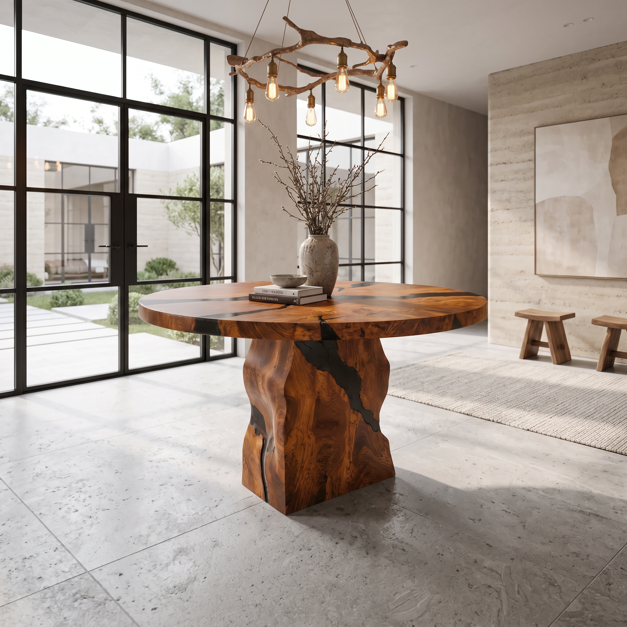 Rustic Foyer Table Handcrafted Solid Wood Design For Entryway