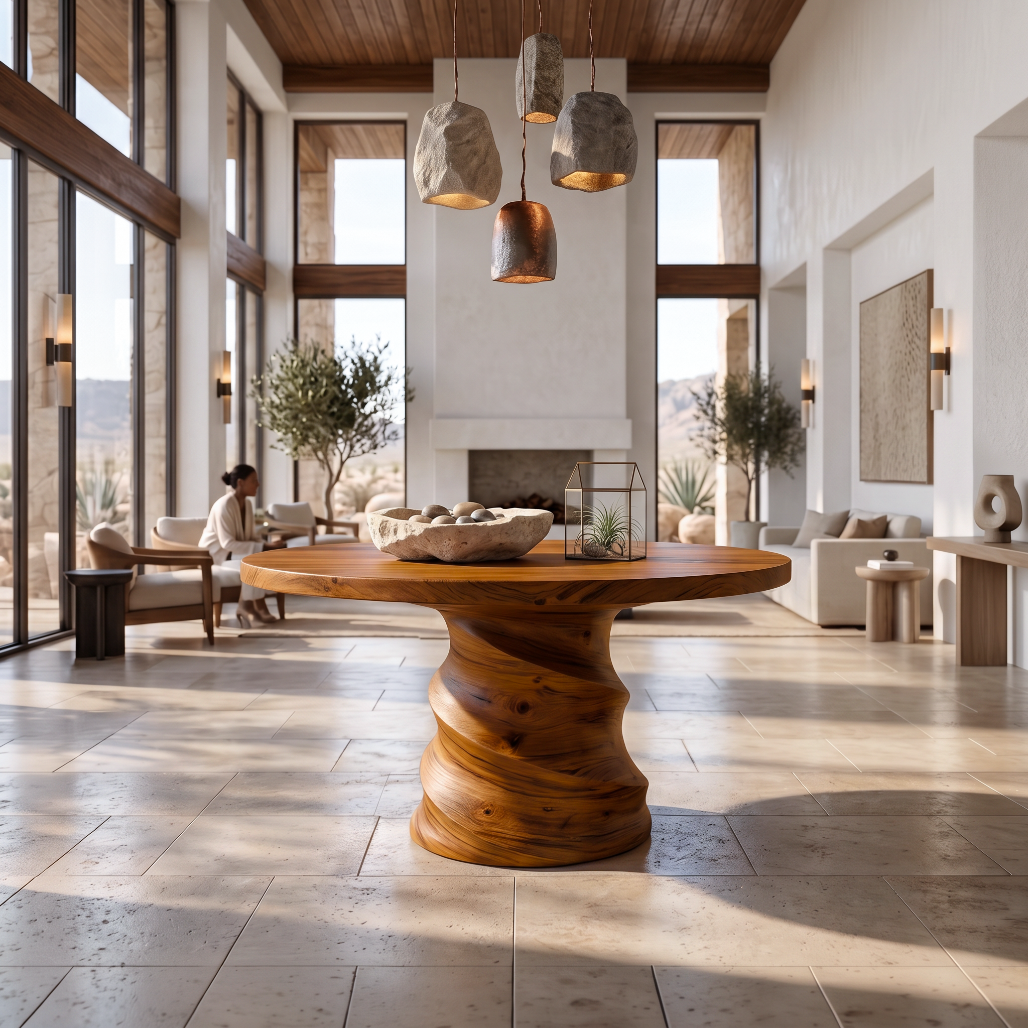 Organic Foyer Table With Sculptural Spiral Design For Foyer And Entryway