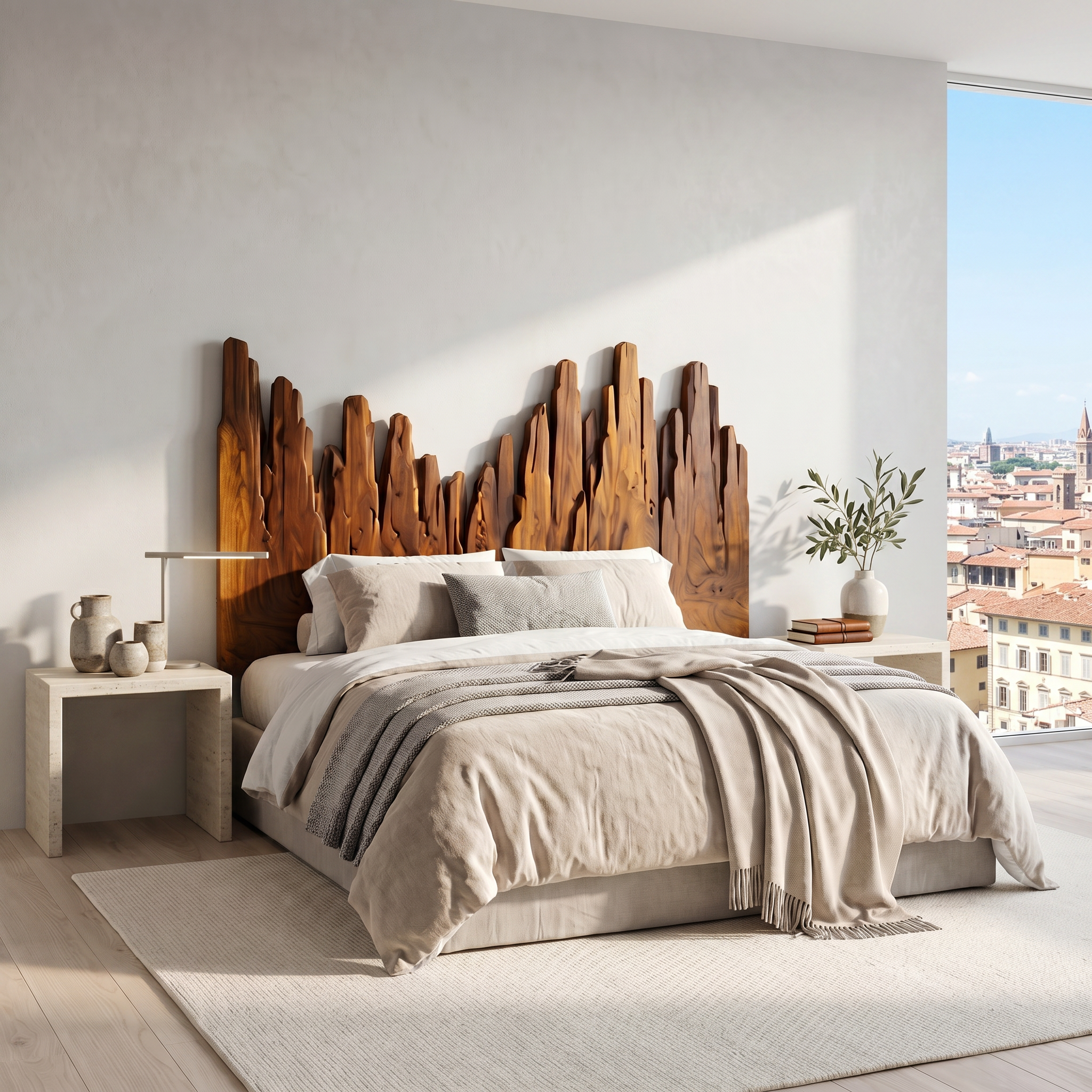 Rustic Skyline Headboard Wooden Bed Headboard For Bedroom