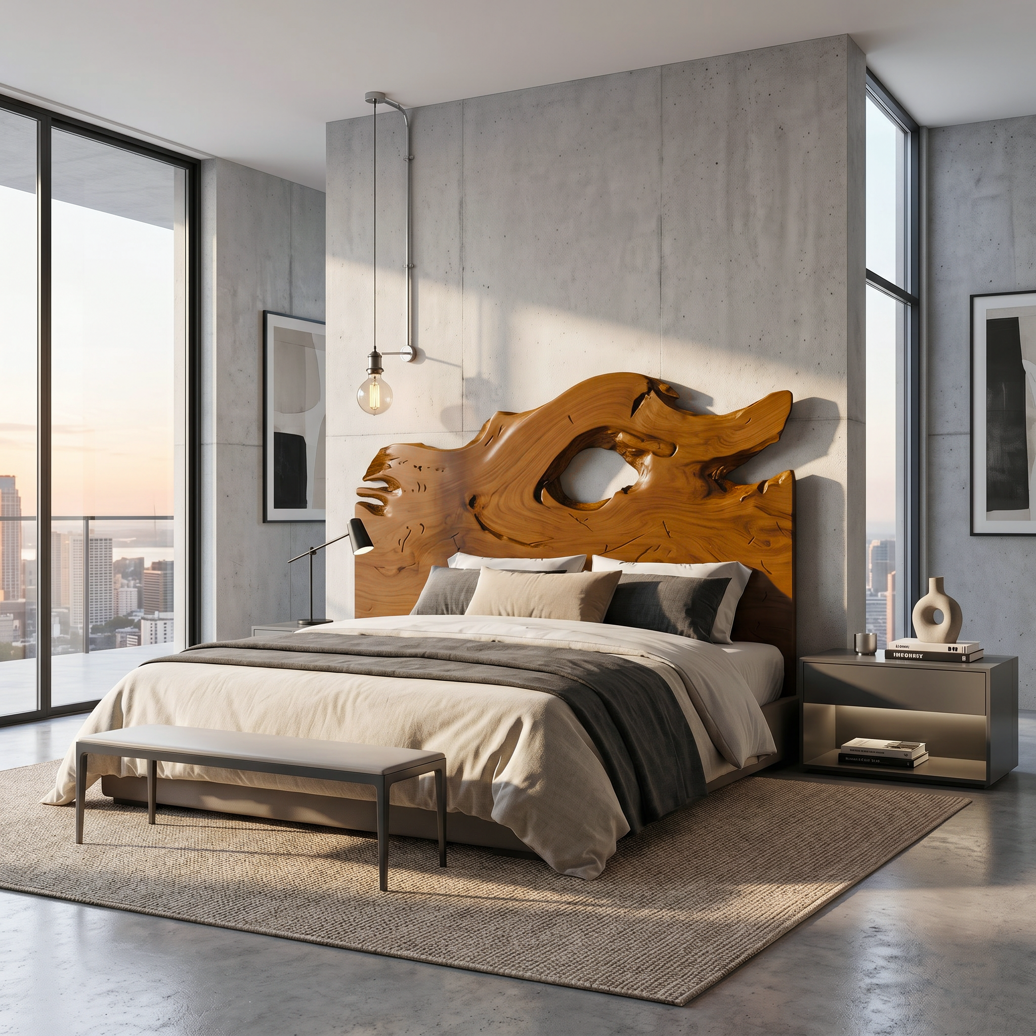 Organic Driftwood Headboard Wooden Bed Headboard For Bedroom