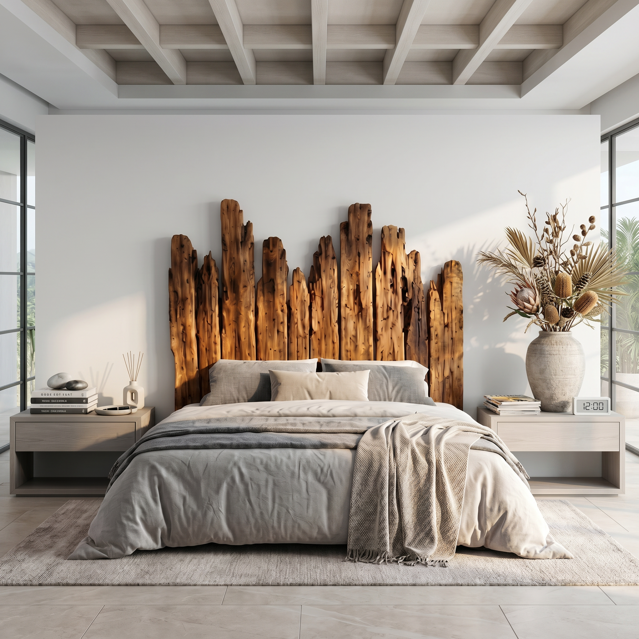 Rustic Skyline Headboard Wooden Bed Headboard For Bedroom