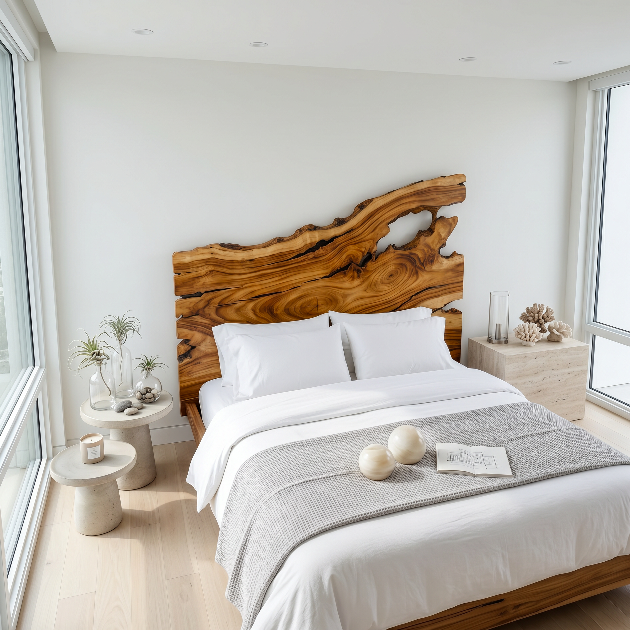 Organic Driftwood Headboard Wooden Bed Headboard For Bedroom