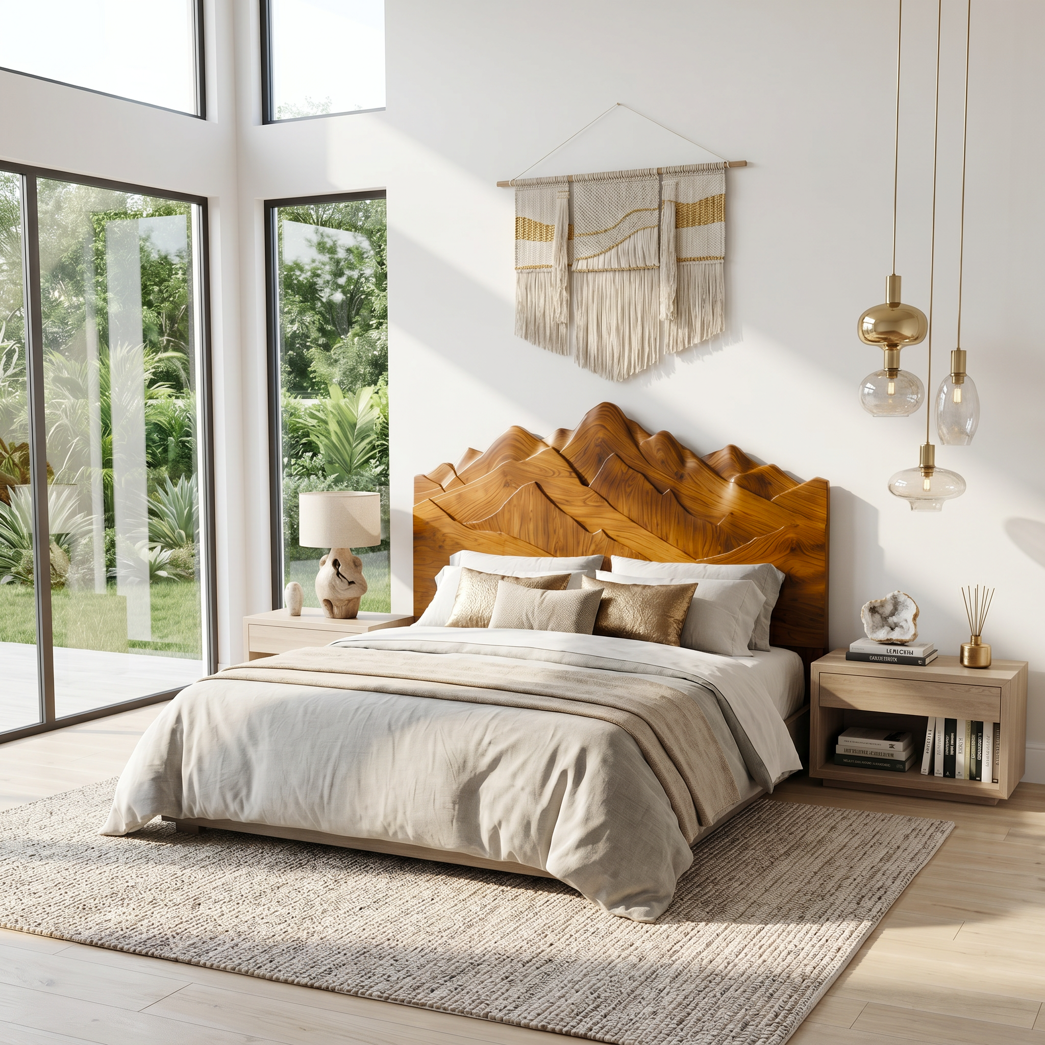 Rustic Mountain Headboard Wooden Bed Headboard For Bedroom