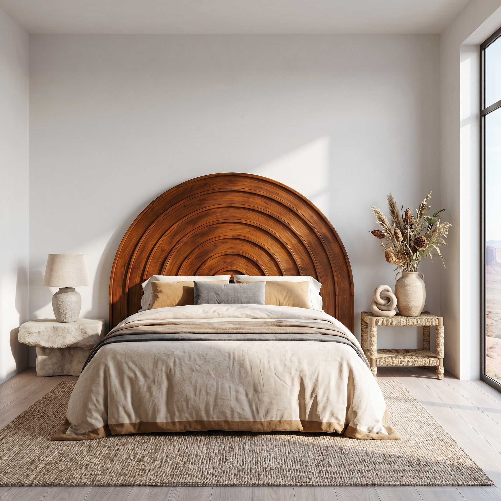 Contemporary Arched Headboard Wooden Bed Headboard For Bedroom