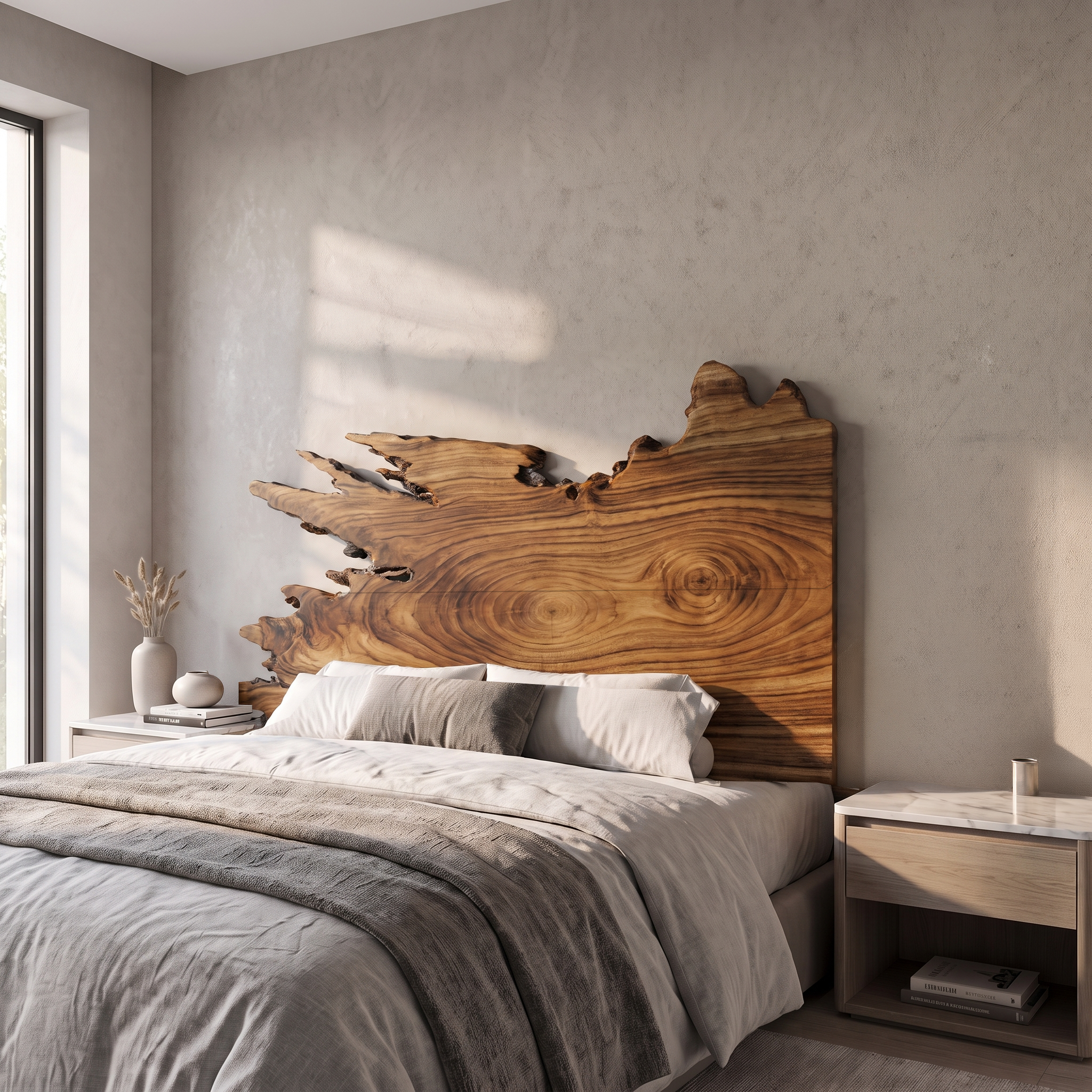 Organic Split Edge Headboard Wooden Bed Headboard For Bedroom