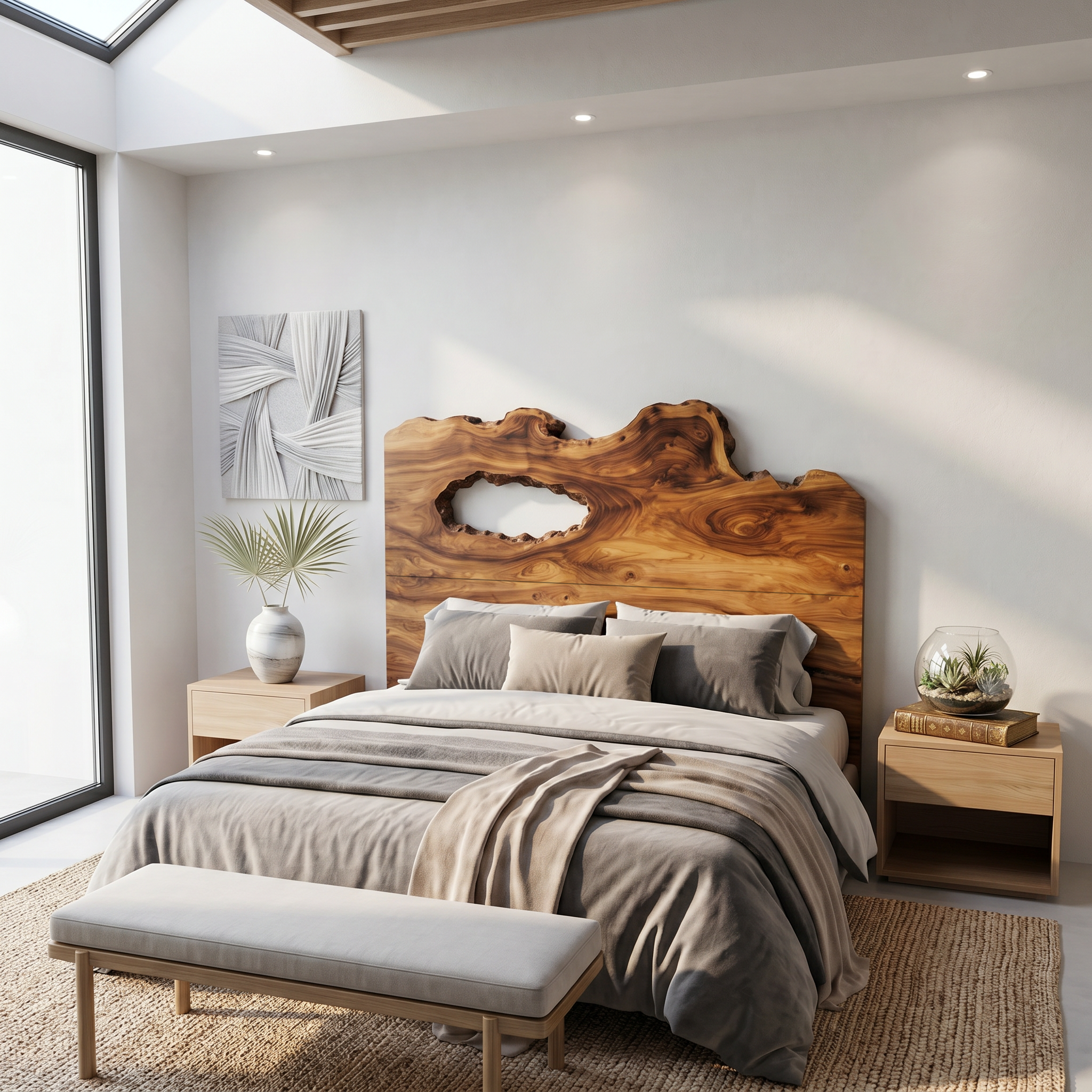Rustic Natural Knot Headboard Wooden Bed Headboard For Bedroom