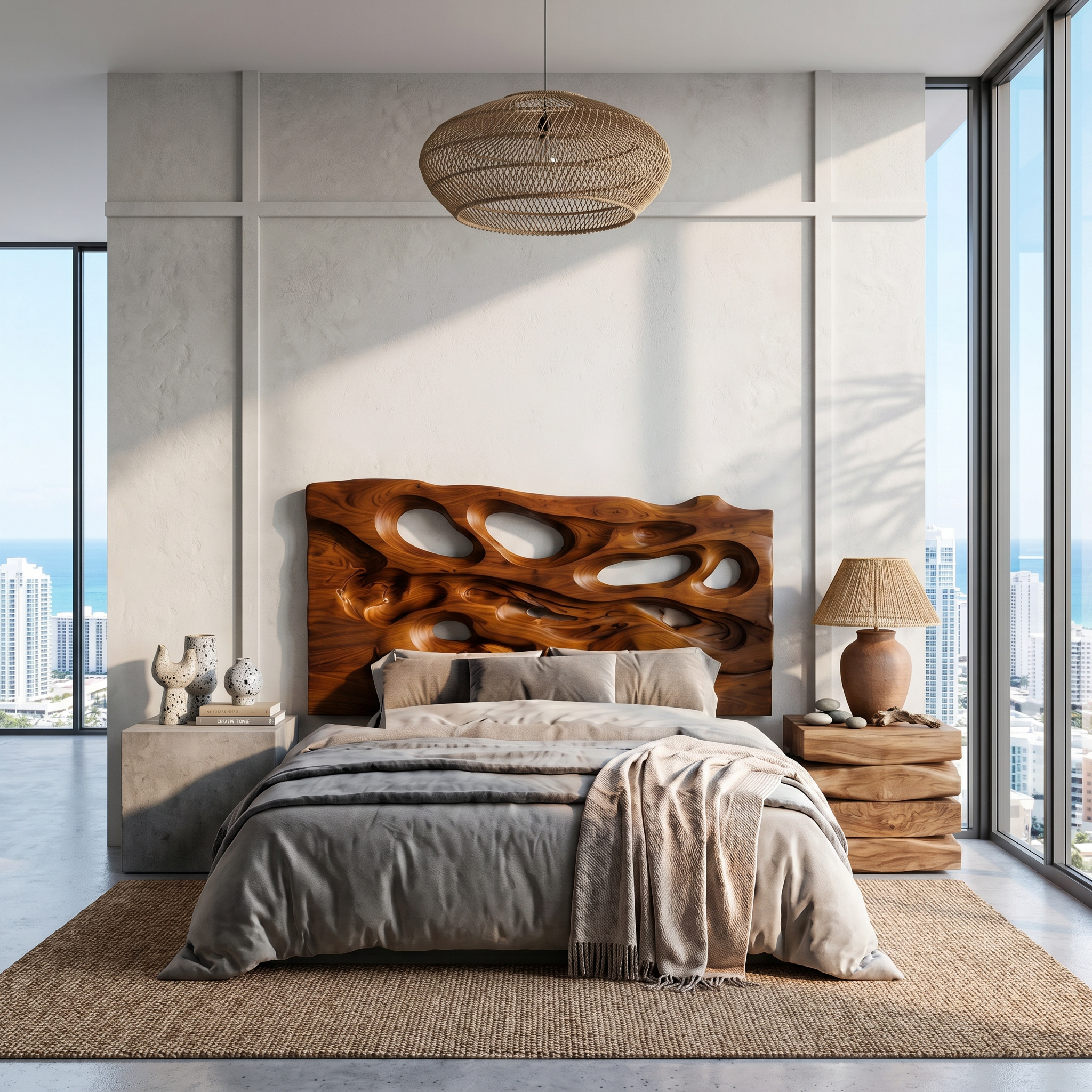 Contemporary Cutout Headboard Wooden Bed Headboard For Bedroom