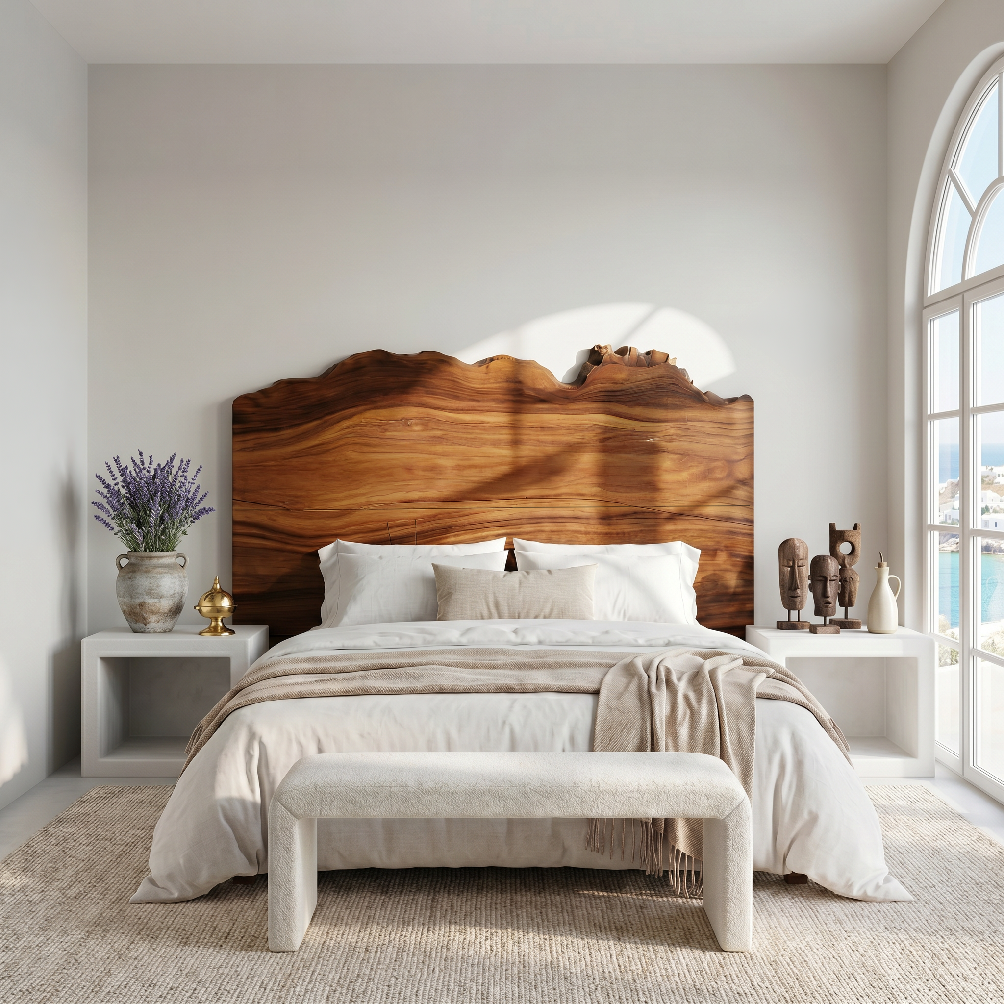 Organic Natural Edge Headboard Wooden Bed Headboard For Bedroom