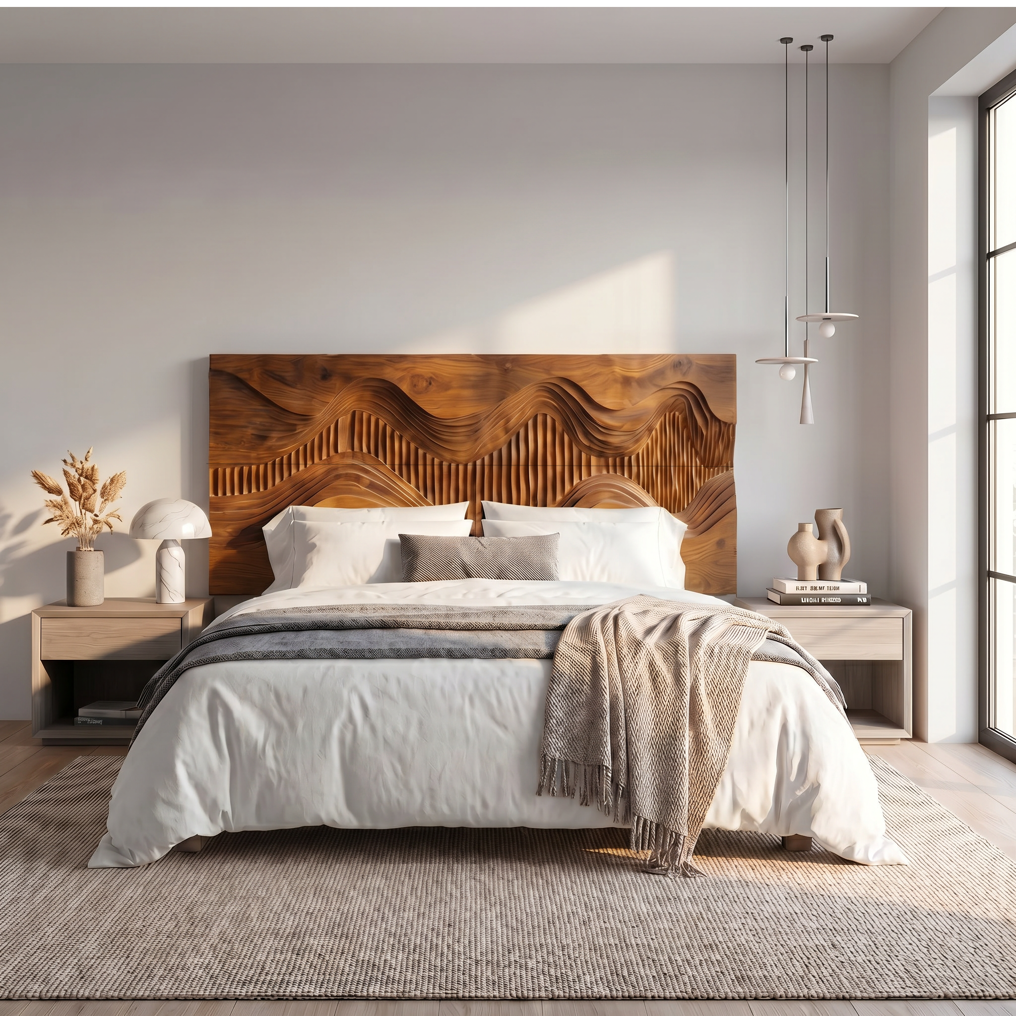 Rustic Mountain Landscape Headboard Wooden Bed Headboard For Bedroom
