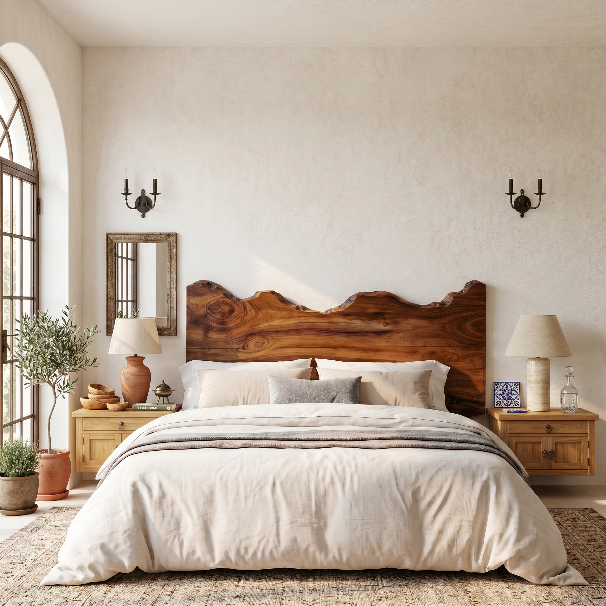 Contemporary Live Edge Wood Headboard For Bedroom