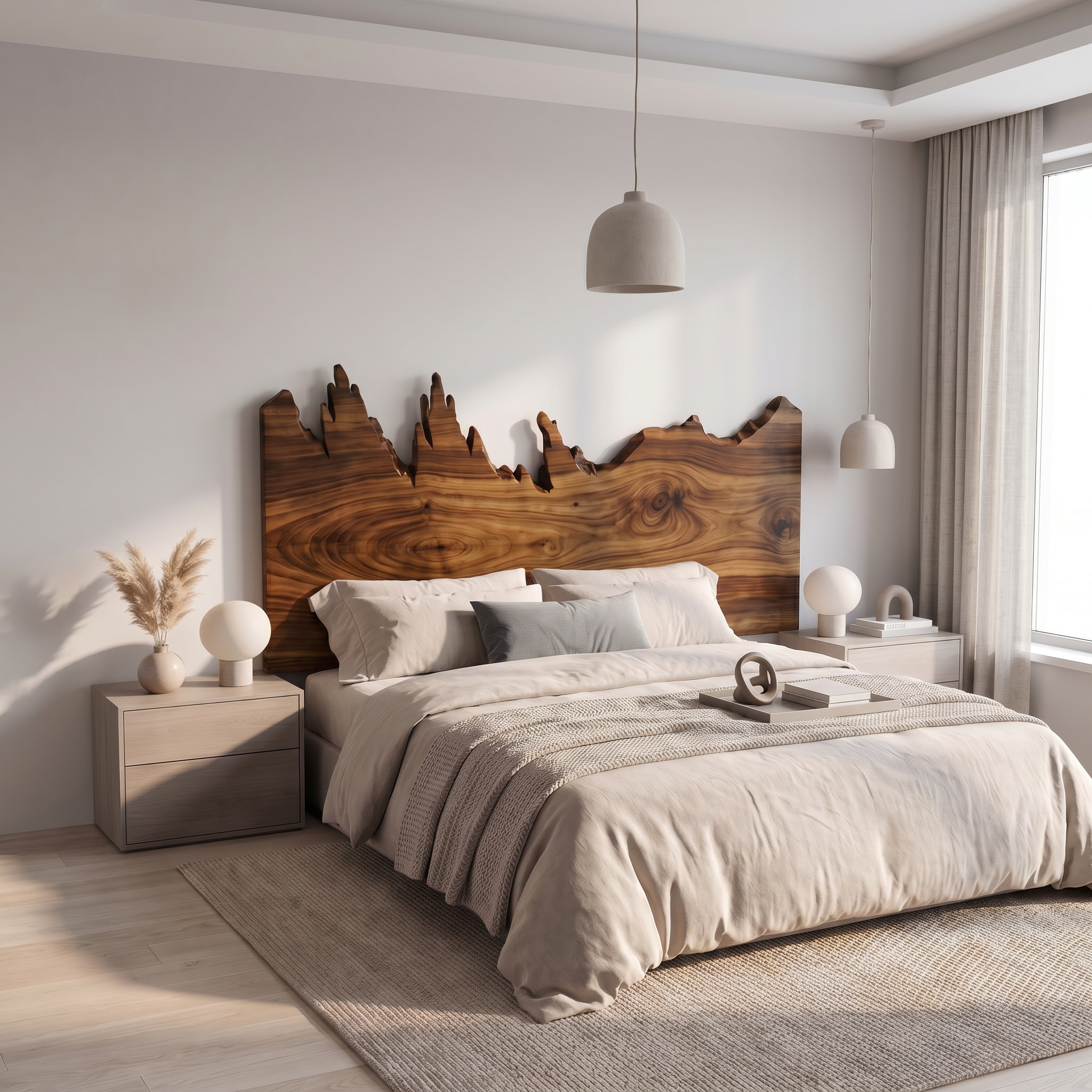 Rustic Mountain Ridge Headboard Wooden Bed Headboard For Bedroom
