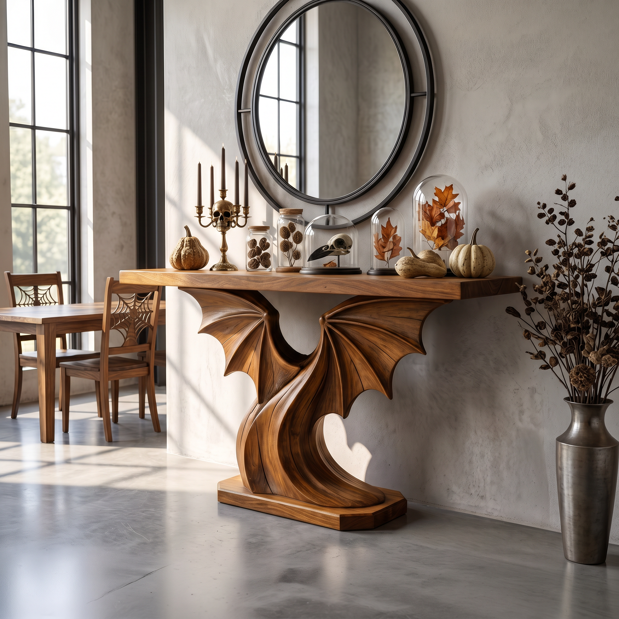 Modern Console Table Handcrafted Organic Sculptural Design For Entryway Hallway