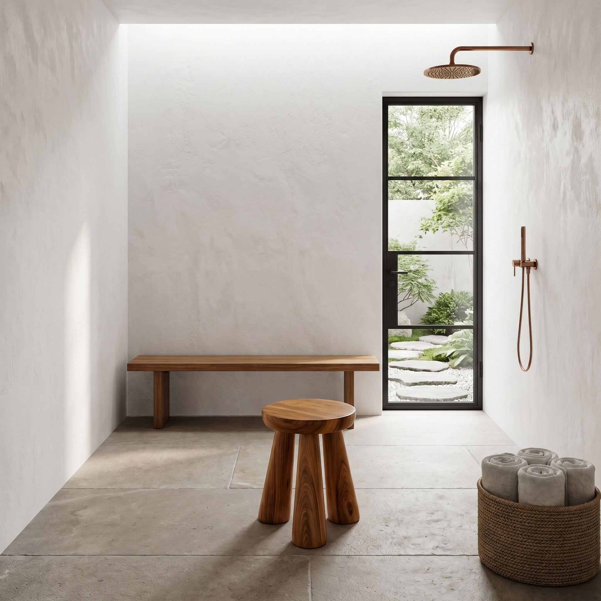 Rustic Bathroom Stool With Handcrafted Solid Wood Design For Bathroom