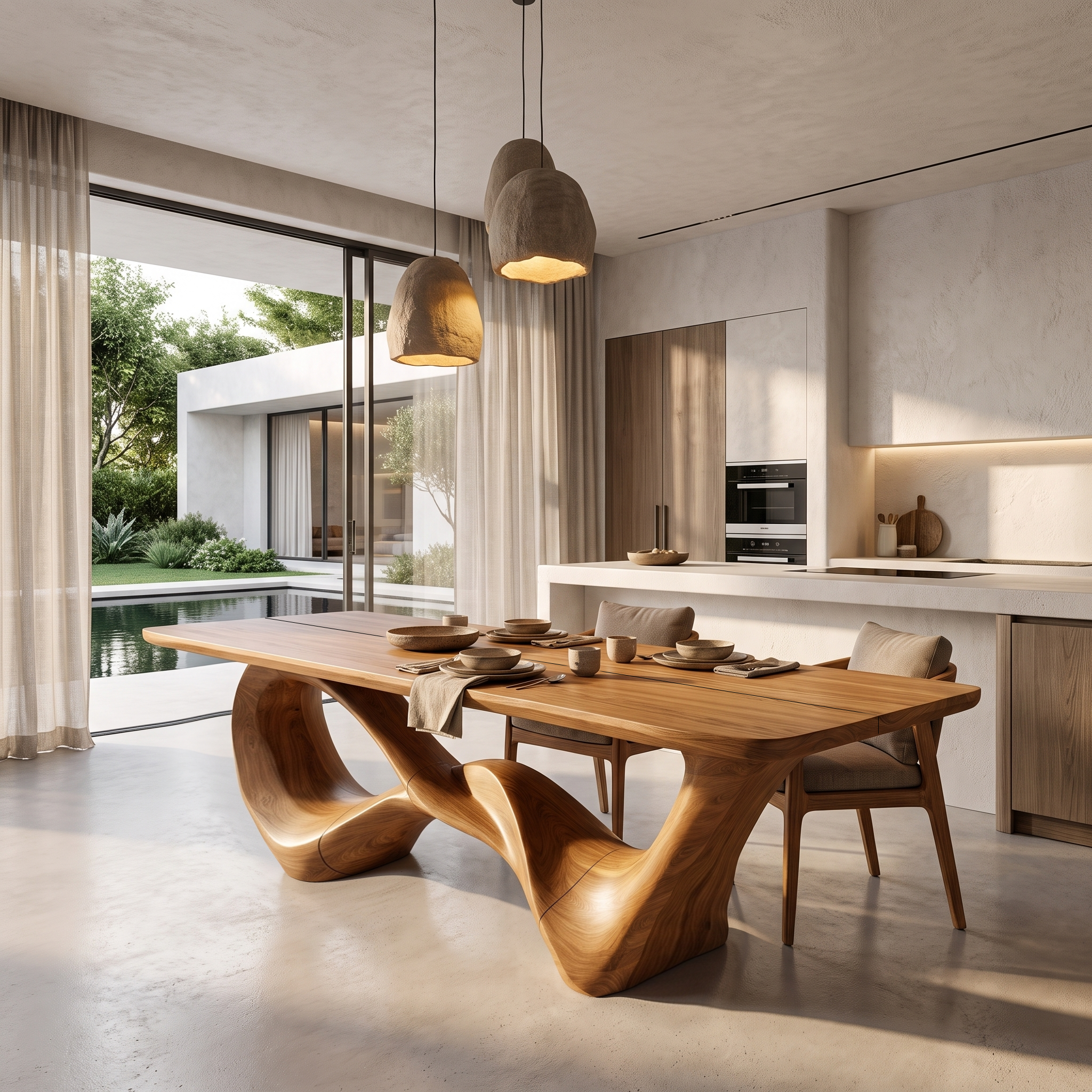 Organic Dining Table With Sculptural Infinity Design For Dining Room And Kitchen