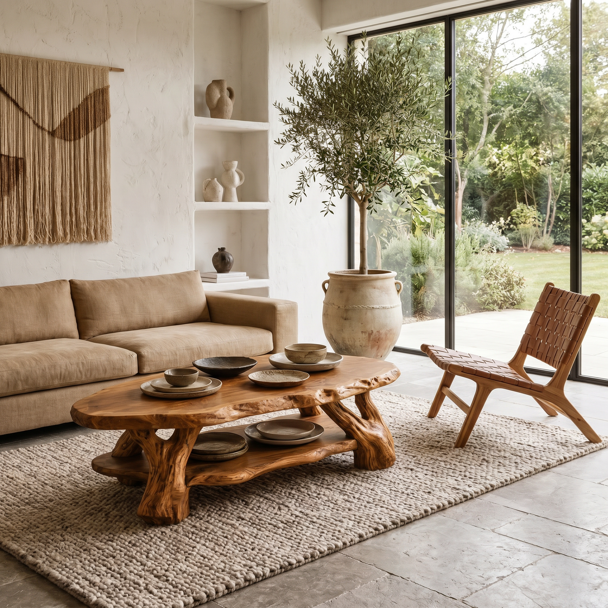 Nature Inspired Coffee Table With Sculptural Root Wood Design For Living Room