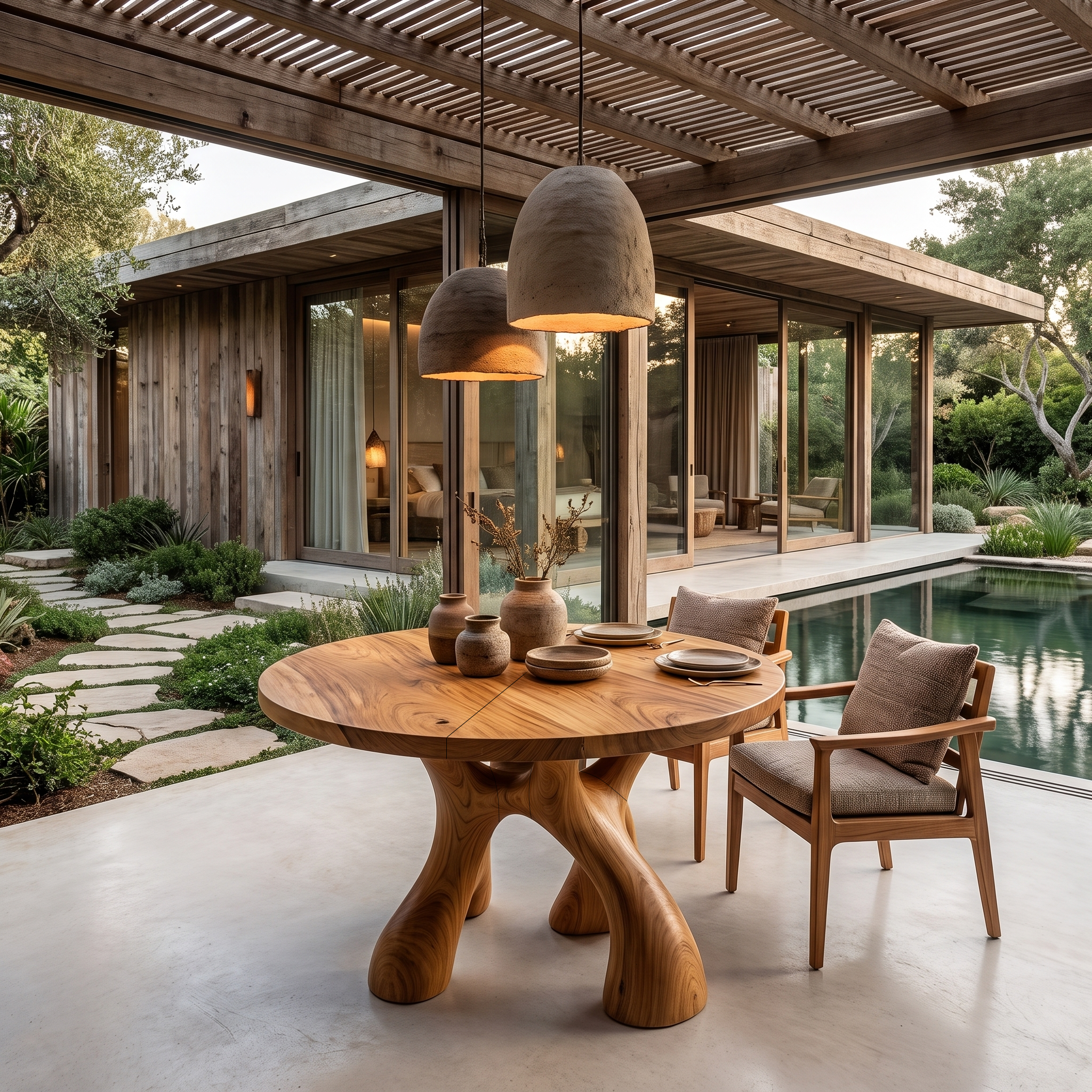Organic Round Dining Table With Sculptural Infinity Design For Dining Room And Kitchen