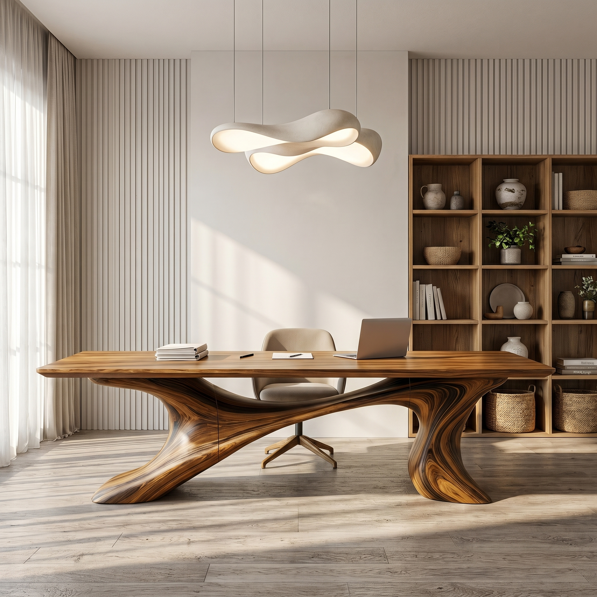 Sculptural Office Desk Organic Modern Furniture For Executive Workspace