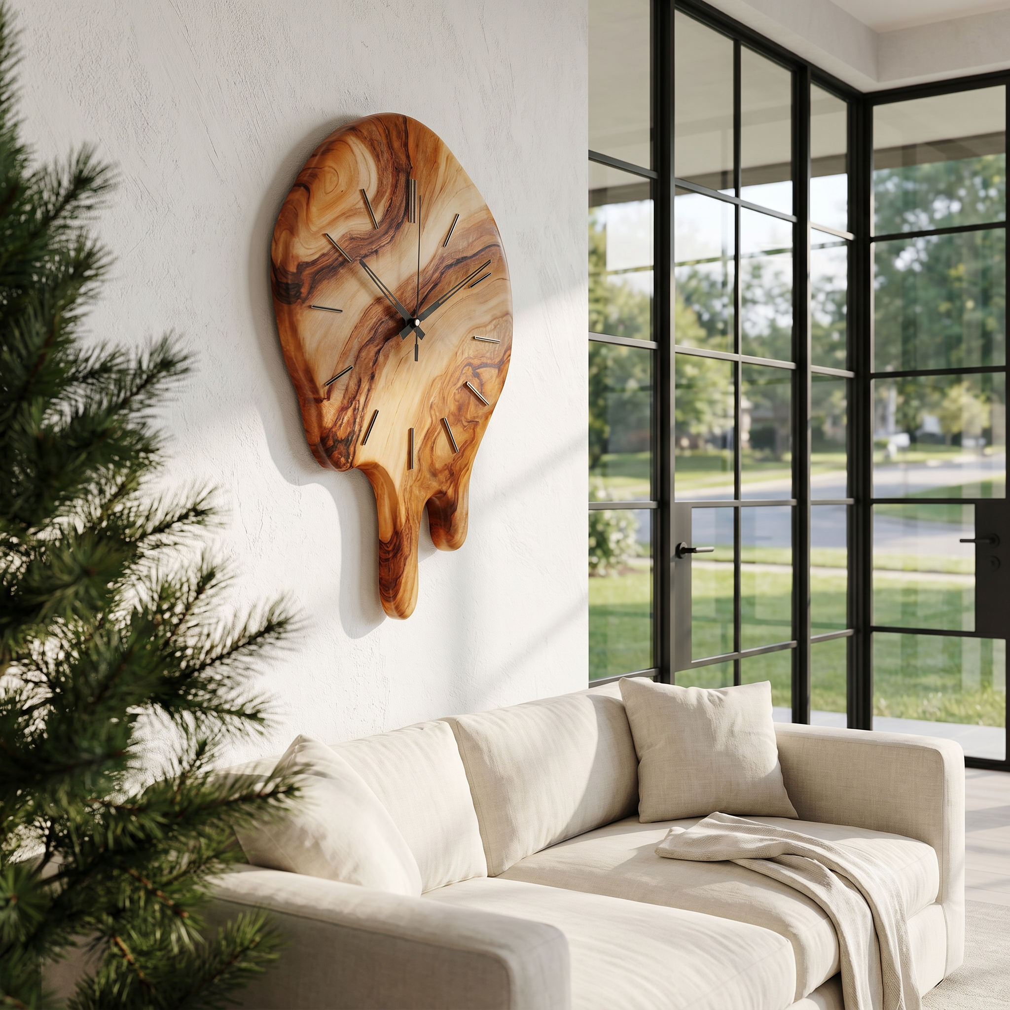 Handcrafted Wood Wall Clock With Live Edge Tree Slice Design For Living Room