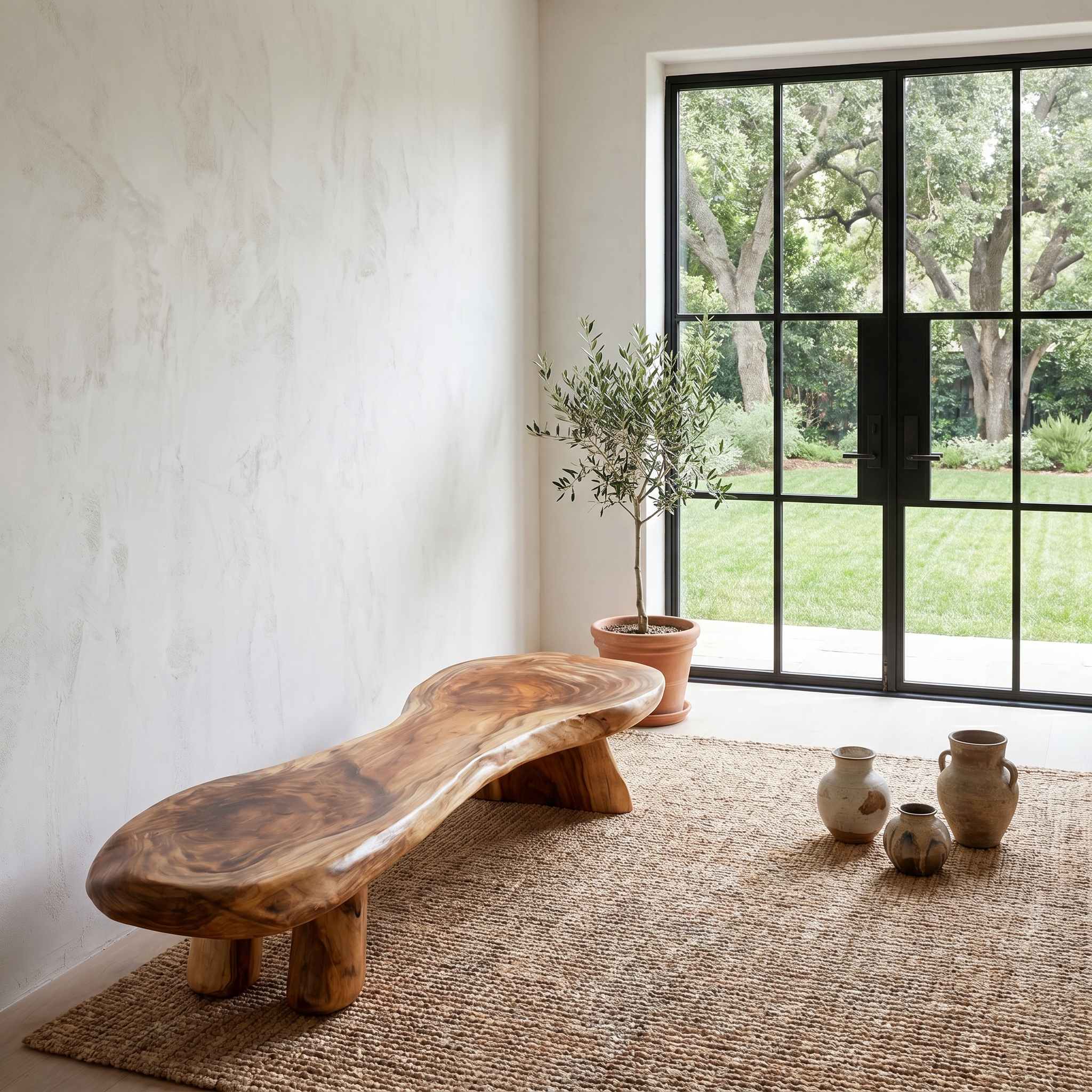 Rustic Bench Natural Tree Slab Design For Entryway