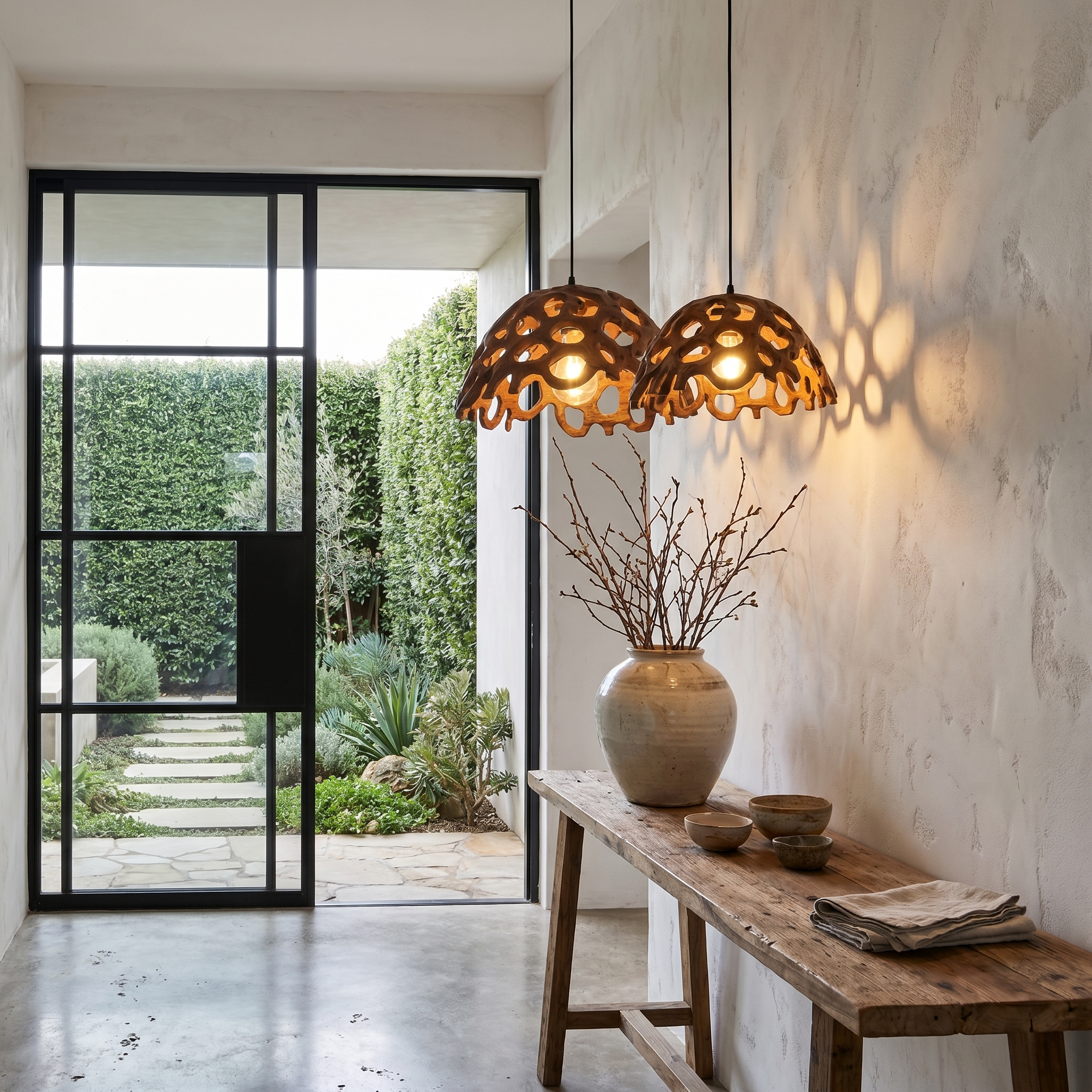 Organic Pendant Lamp With Perforated Sculptural Design For Dining Room And Kitchen