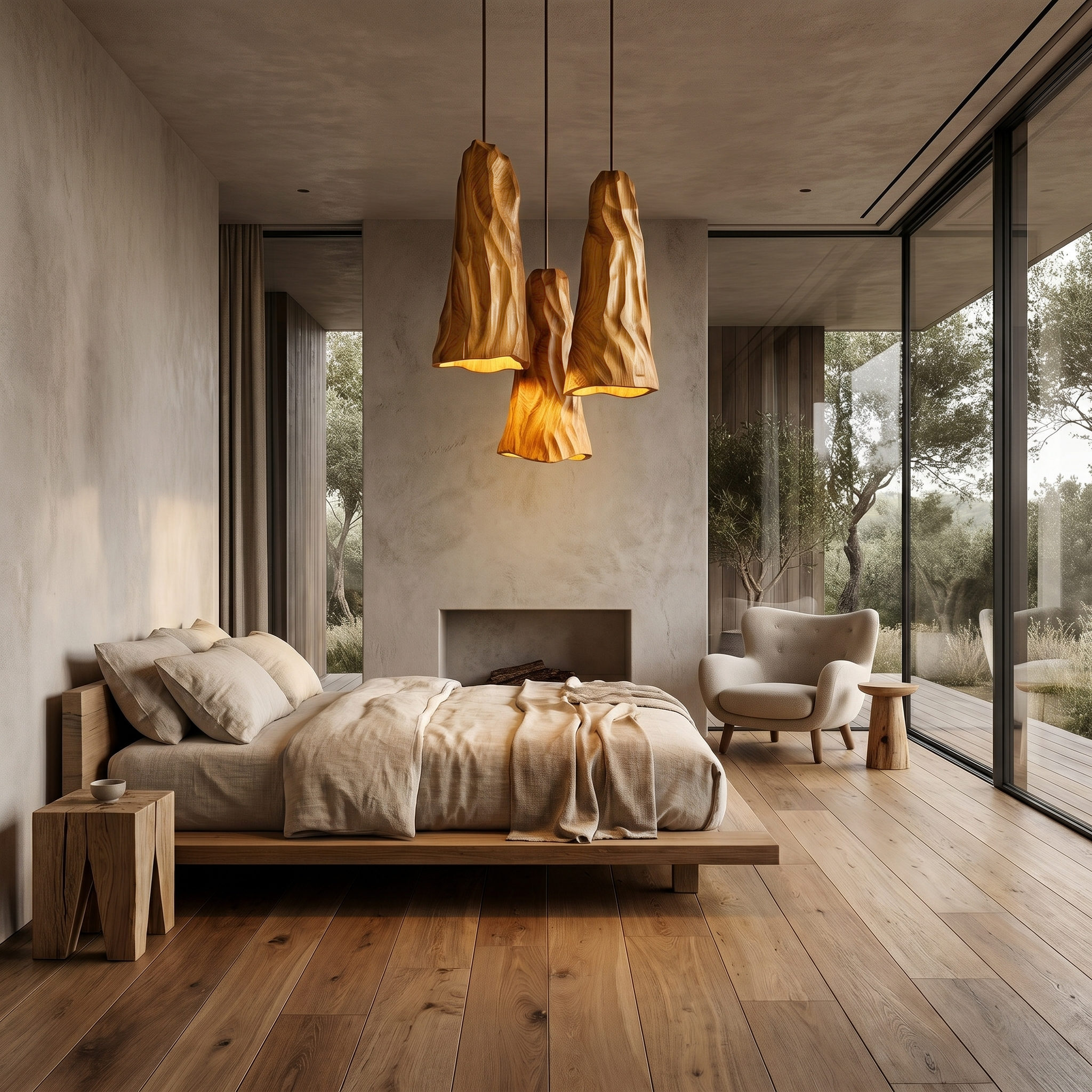 Rustic Wood Pendant Light With Sculptural Charred Log Design For Dining Room And Kitchen