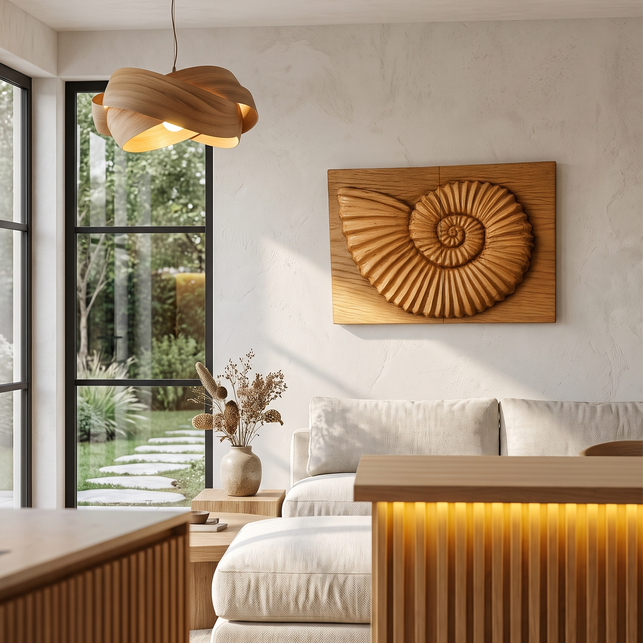Modern Ammonite Fossil Decorative Wall Panel For Living Room