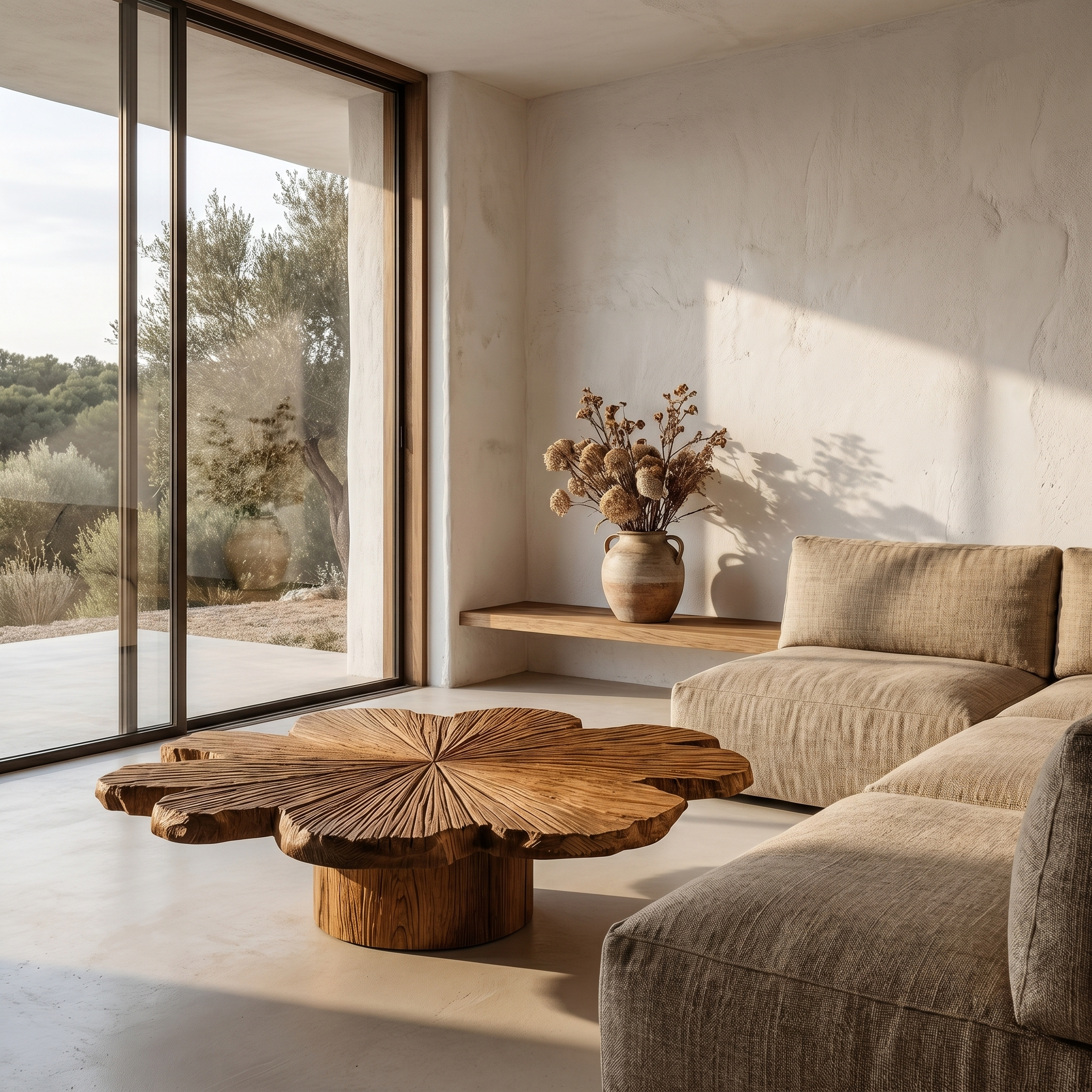 Modern Coffee Table With Sculptural Petal Inspired Design For Living Room