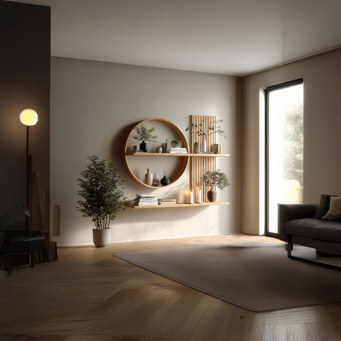 Scandinavian Japanese Wall Decor Shelf Living Room And Natural Room