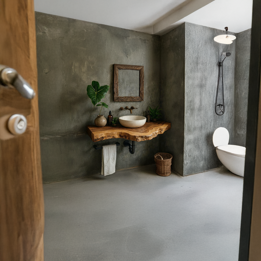 Rustic Floating Shelf Vanity Bathroom
