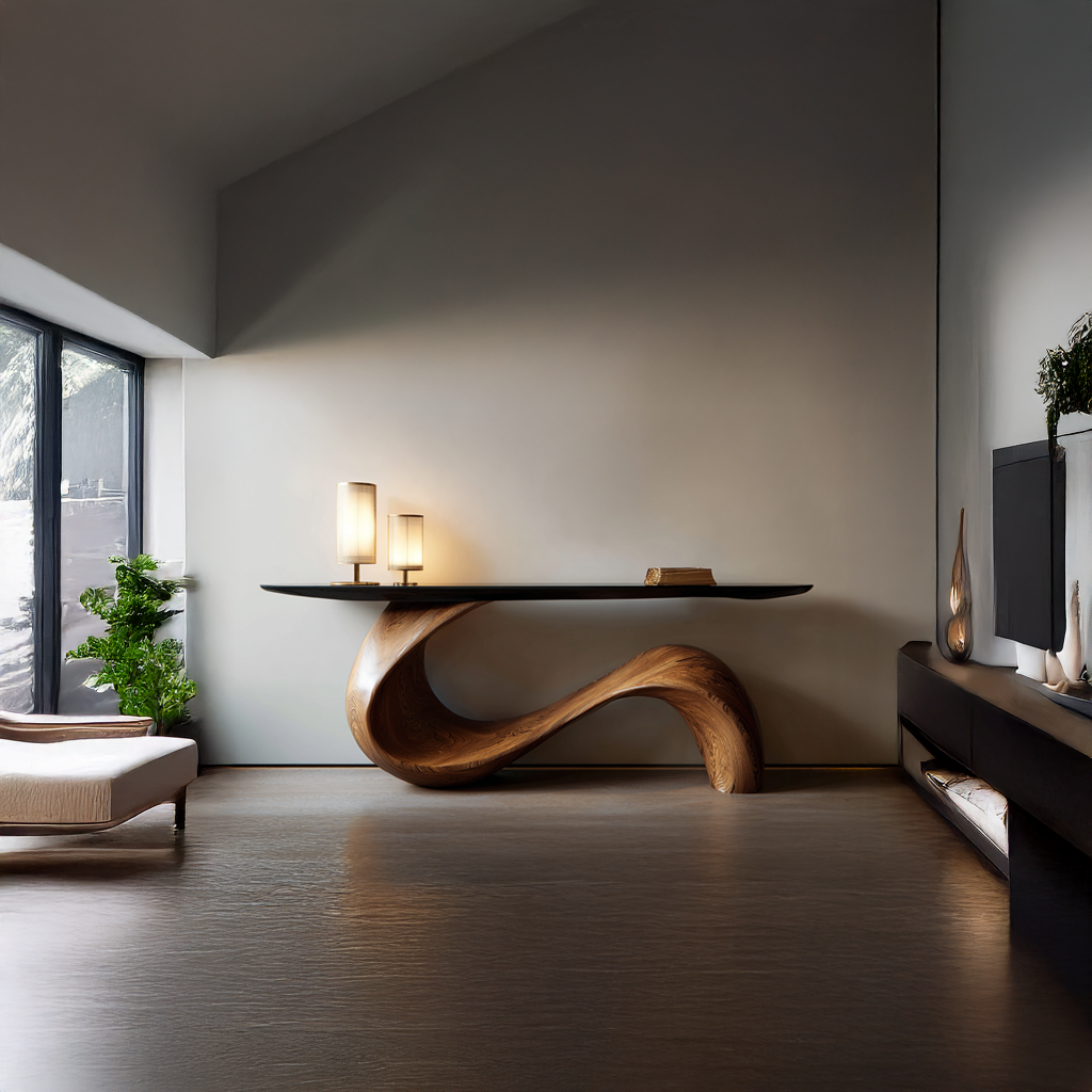 MidCentury Sculptural console Table Entryway