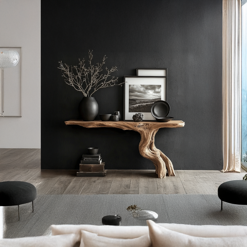Rustic Console Table Driftwood Live Edge Natural Wood Gift