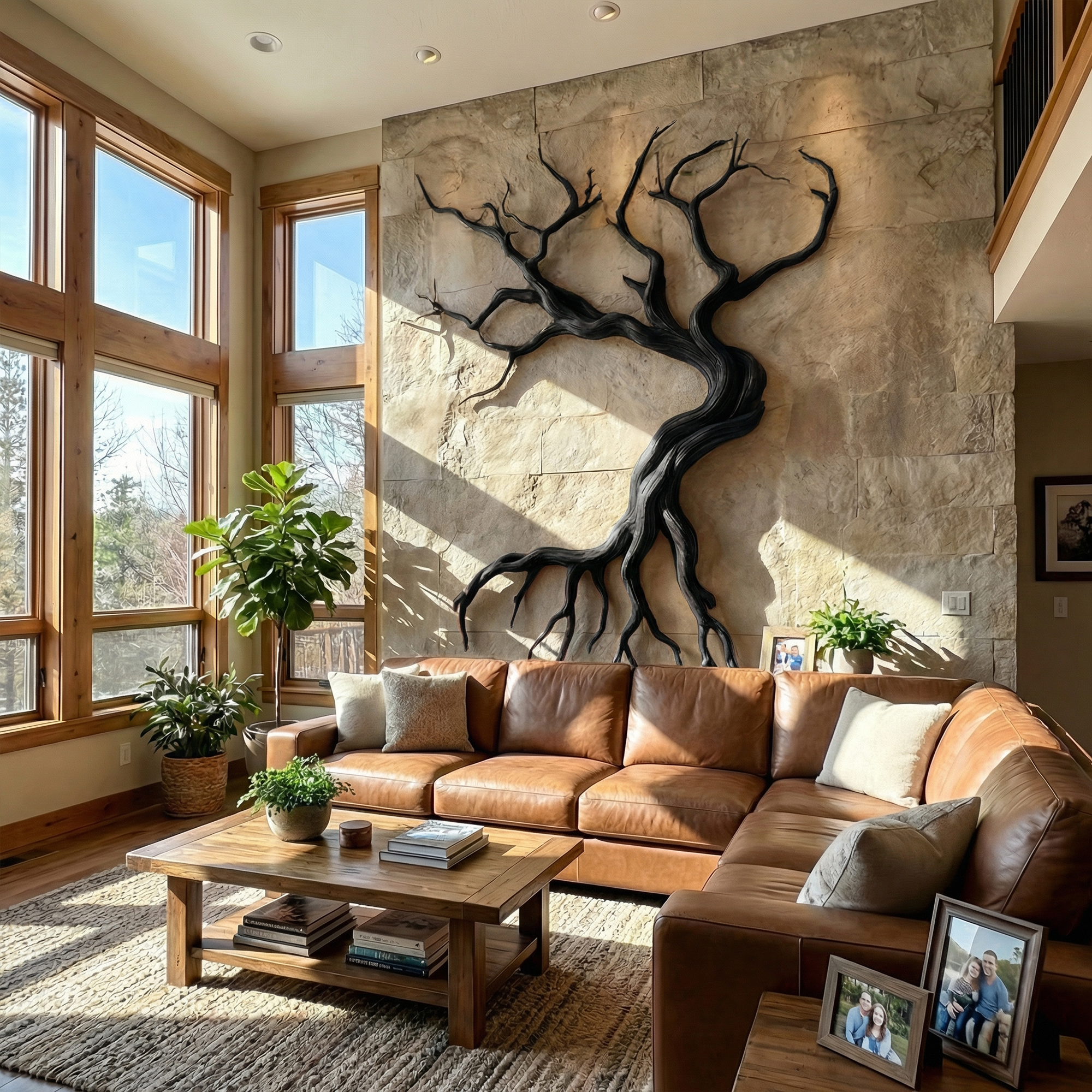 Modern Tree Branch Sculpture Wall Decor Living Room