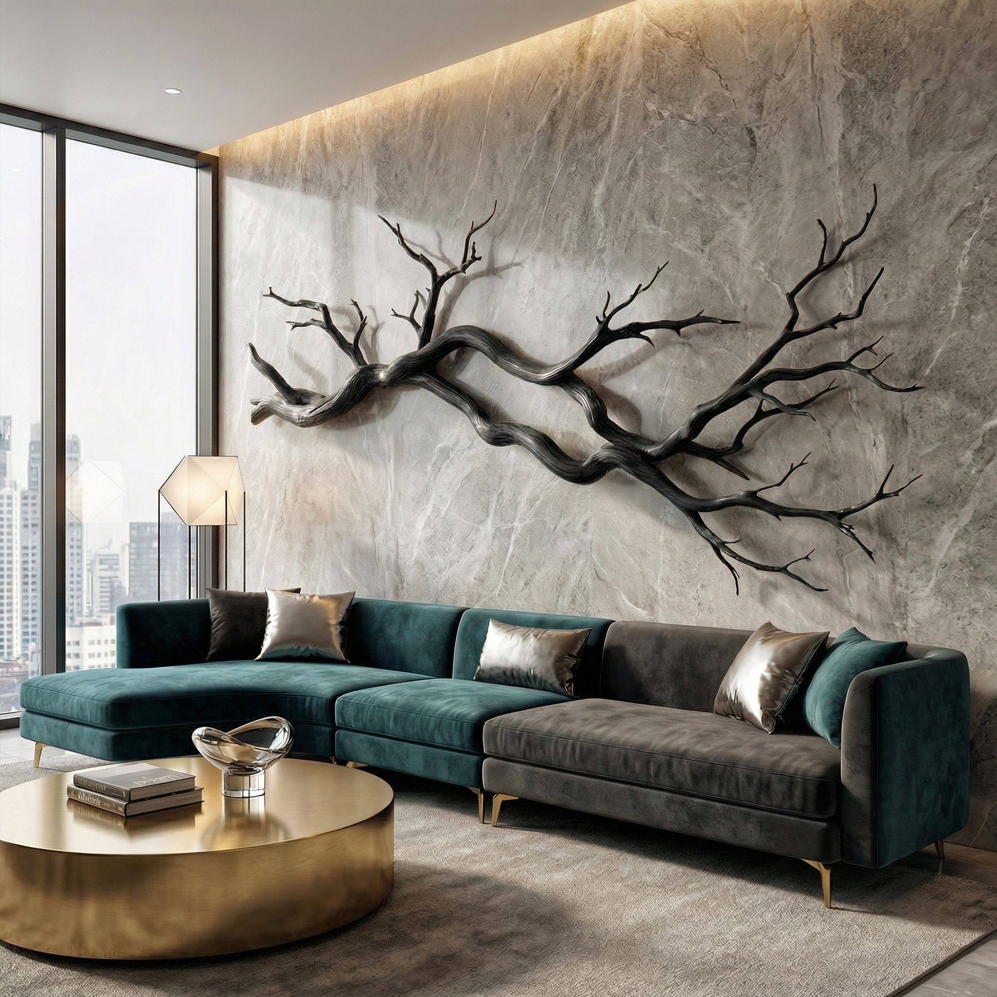Wabi Sabi Horizontal Branch Wall Sculpture Living Room