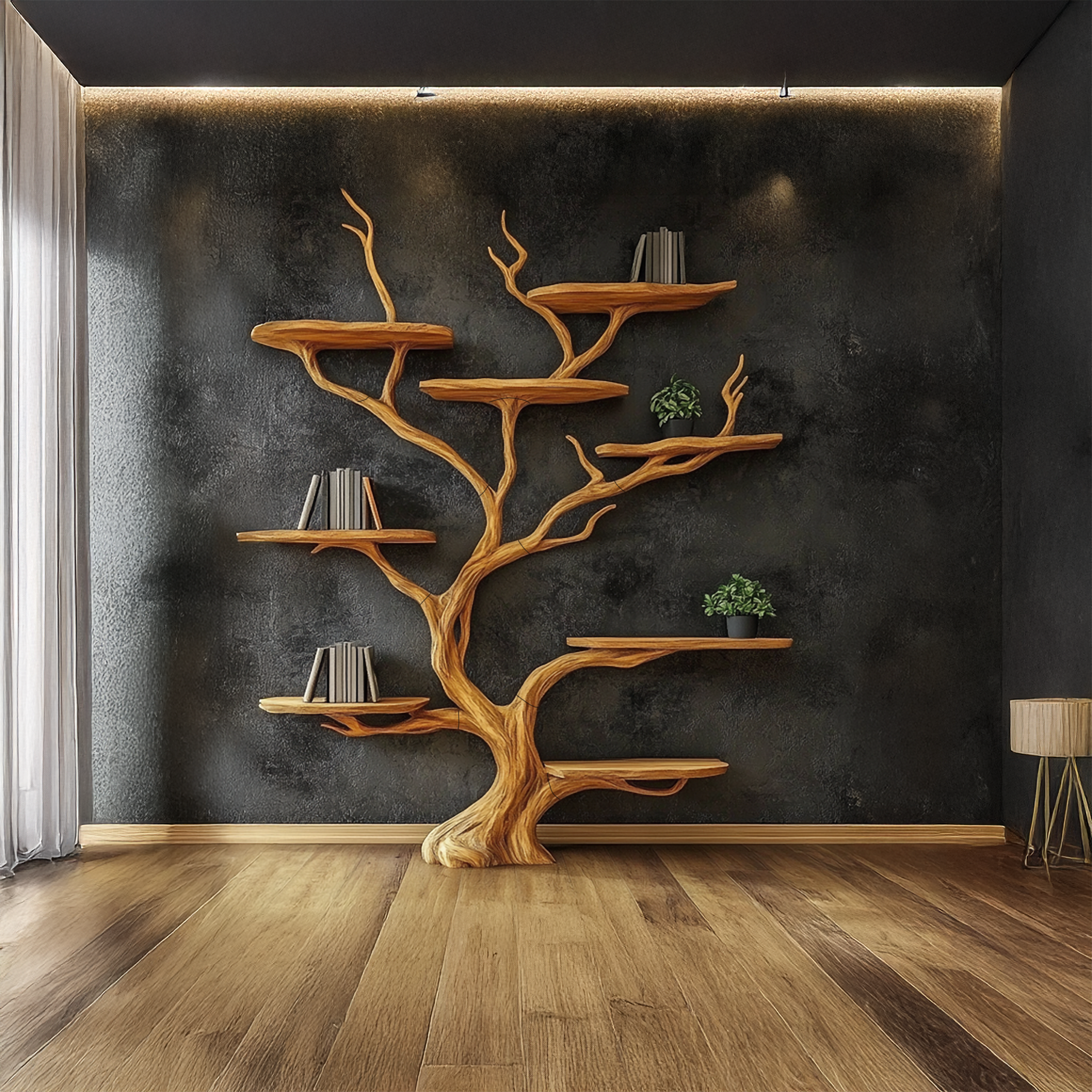 Wall Mounted Tree Shelf Natural Wood Unique Gift