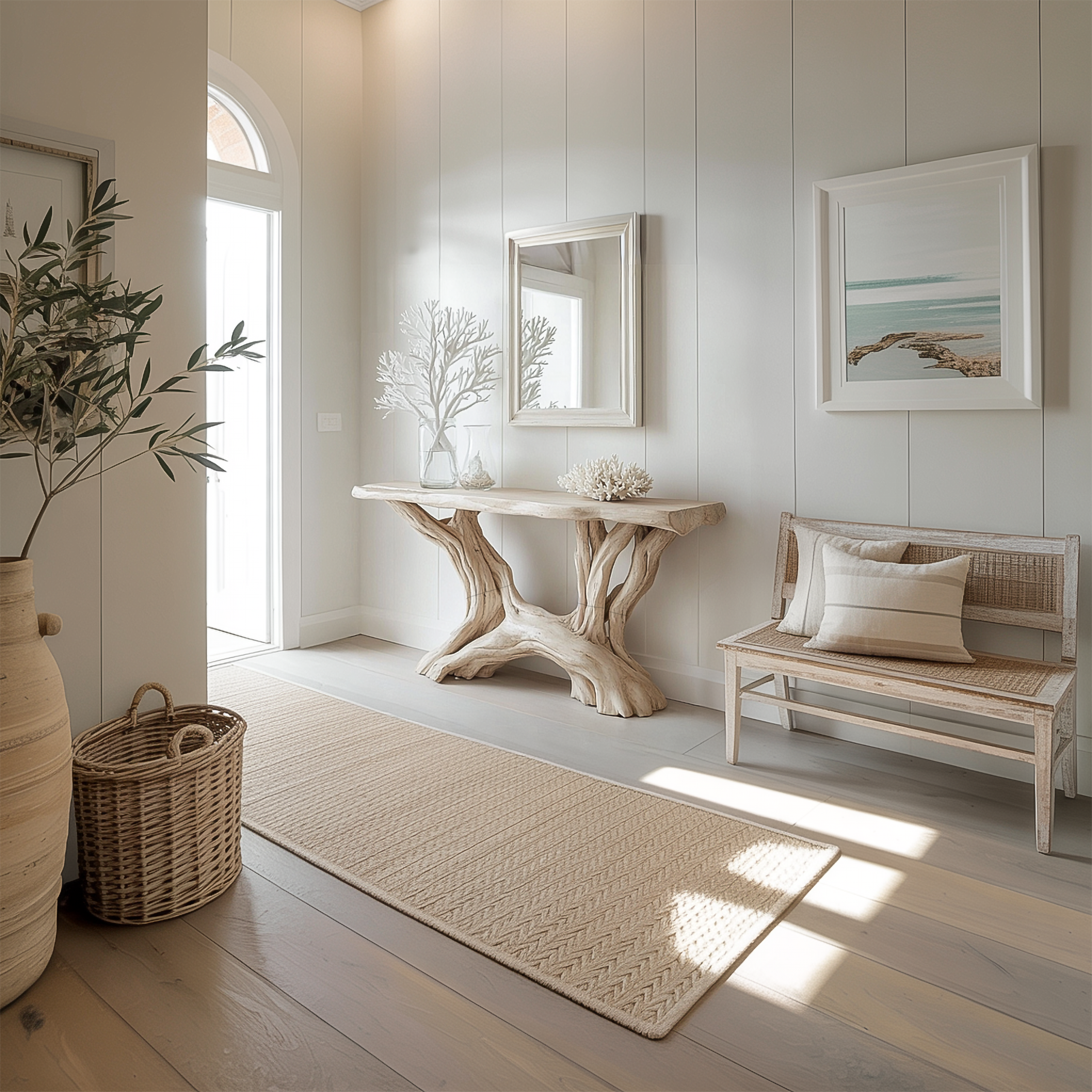 Coastal Rustic Organic Console Table Living Room And Entryway