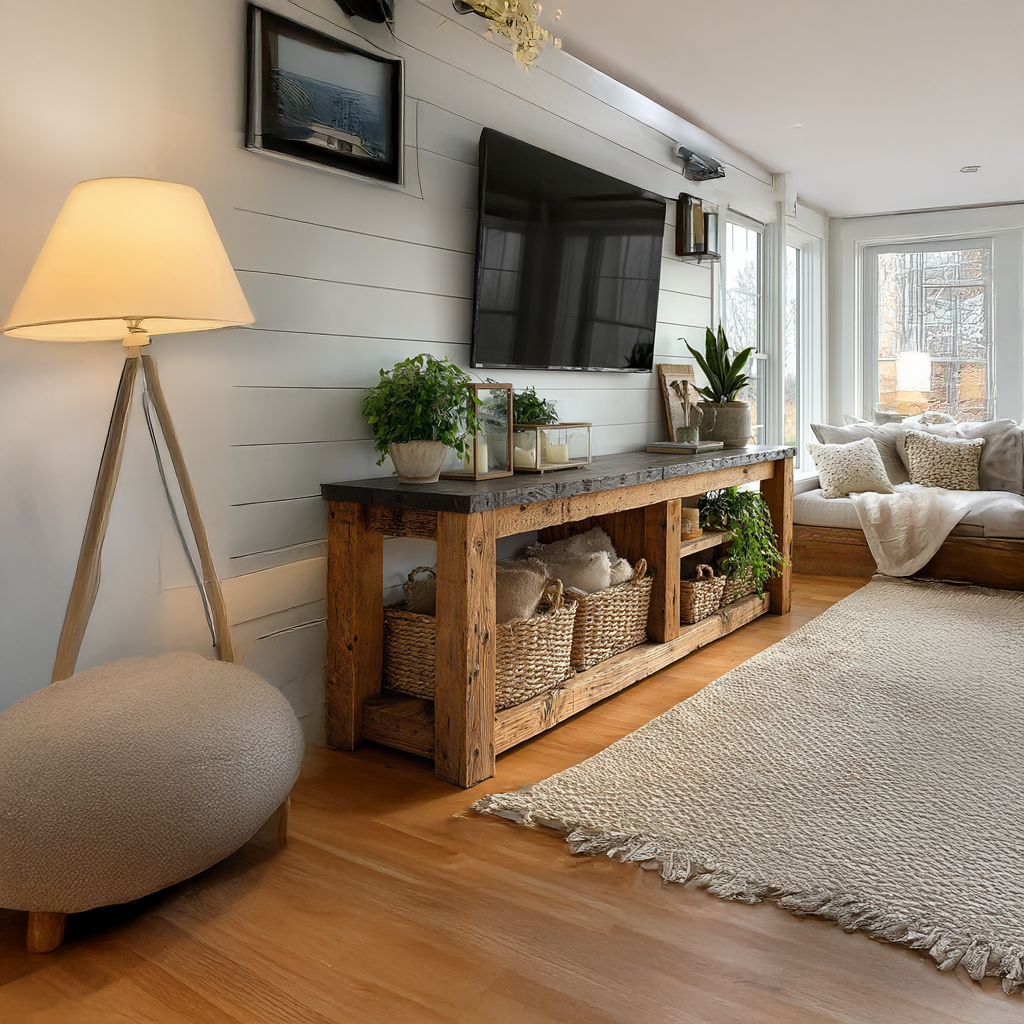 Rustic TV Console Table Living Room
