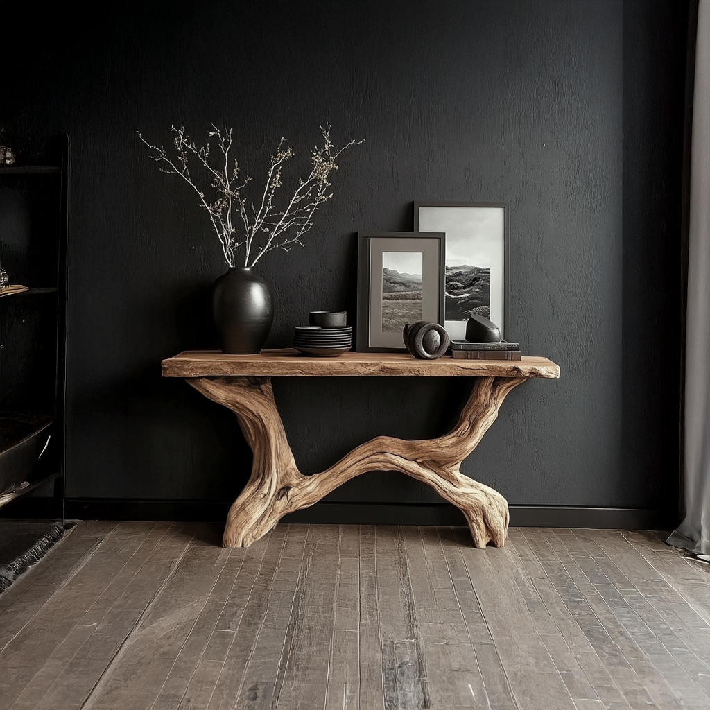 Live Edge Console Table Solid Wood Rustic Driftwood Gift