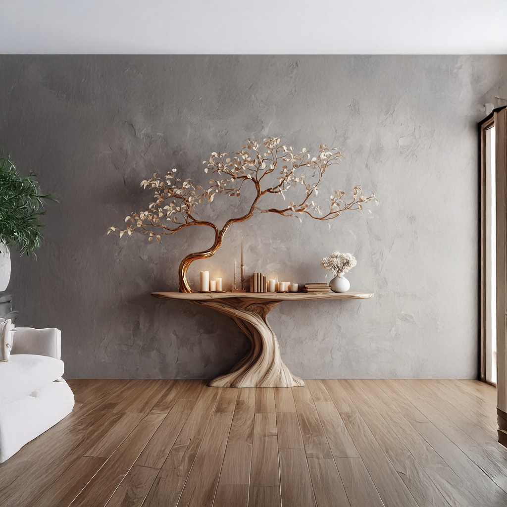 Midcentury Tree Console Table Entryway