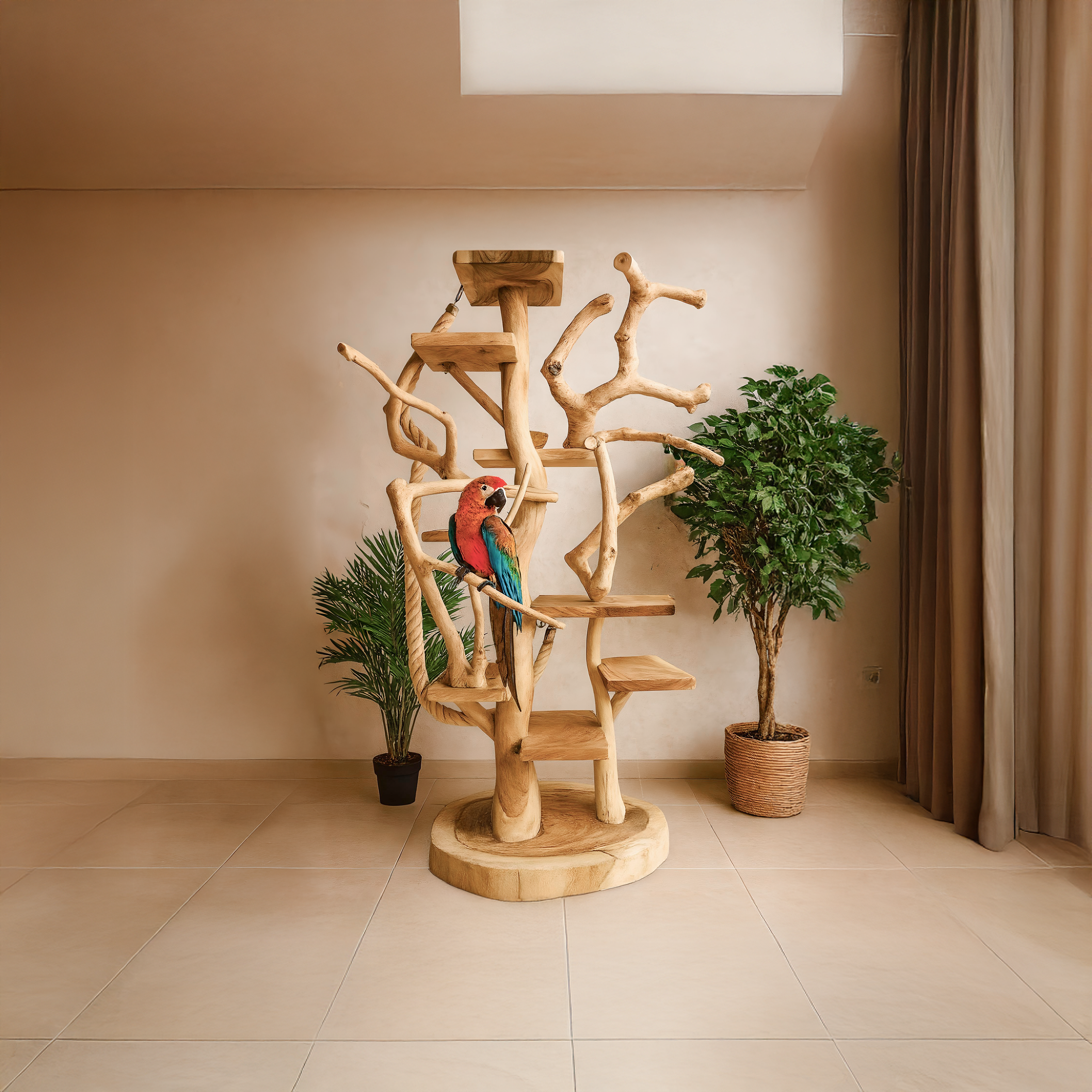Natural Tree Parrot Stand For Living Room And Bird Room