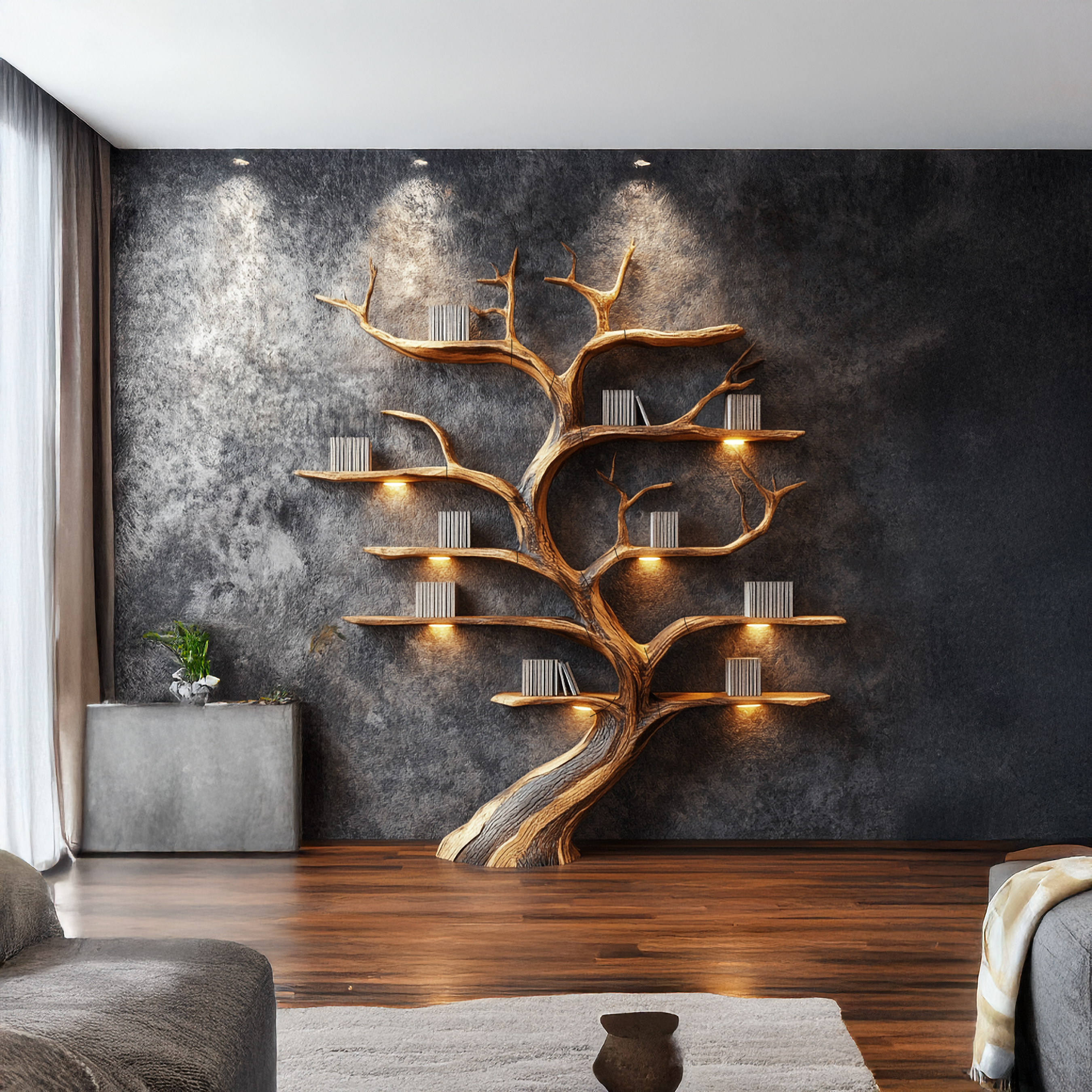 Rustic Tree Shelf Handmade Wood Wall Mounted Gift