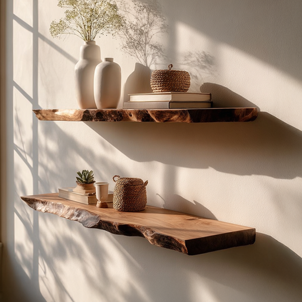 Rustic Floating Shelf Family Room