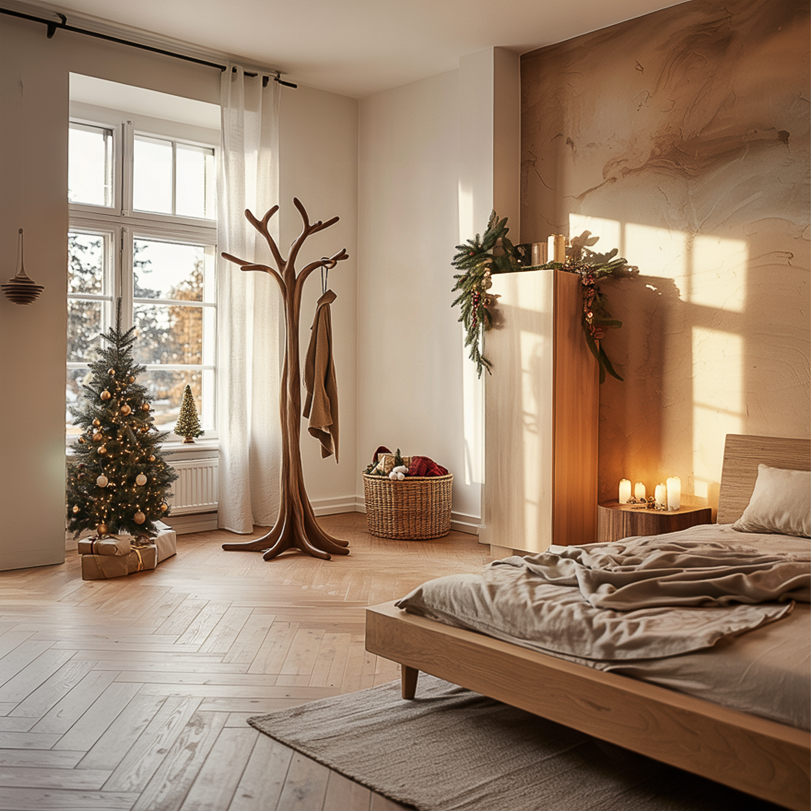 Rustic Tree Coat Rack Christmas Holiday Entryway Decor