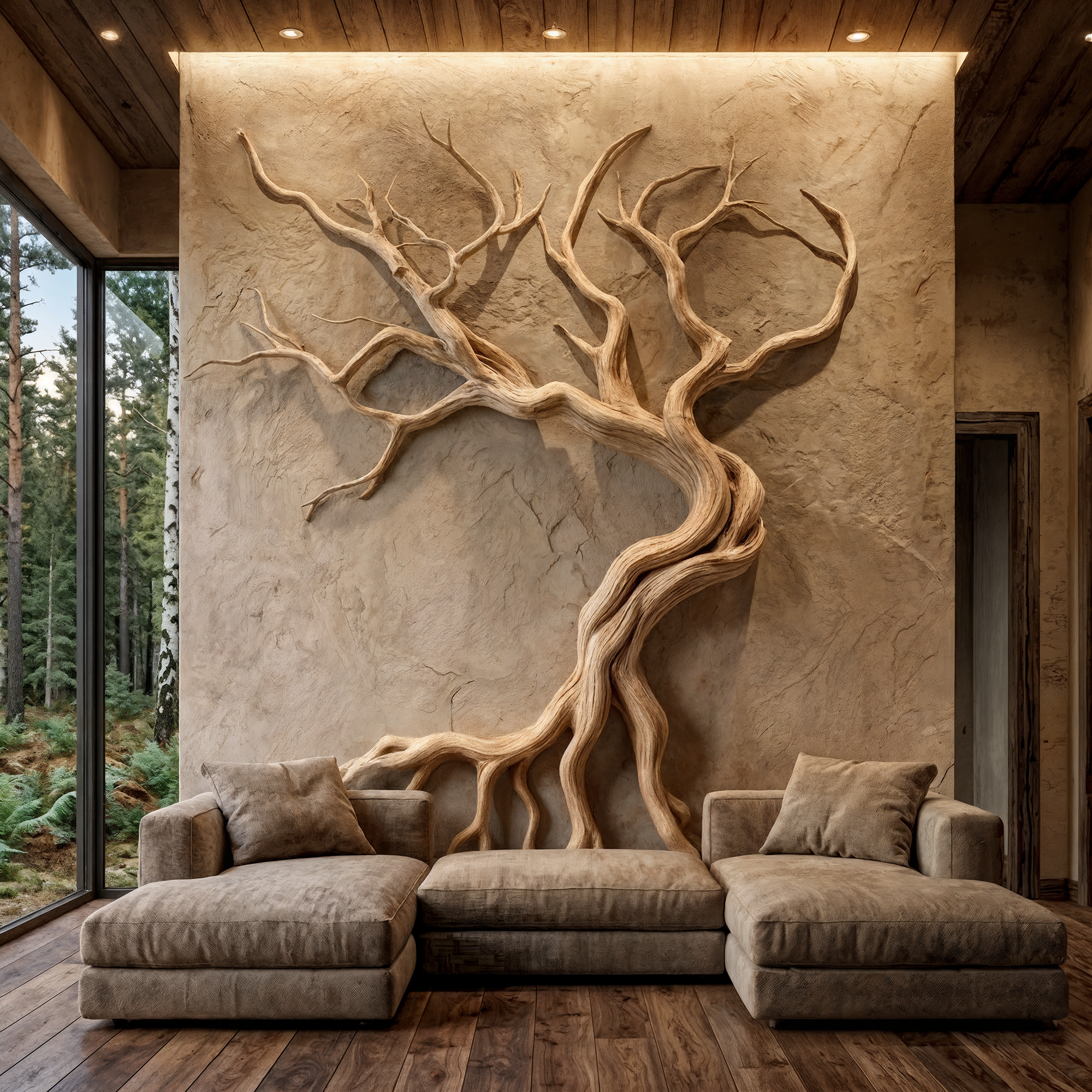Modern Tree Branch Sculpture Wall Decor Living Room