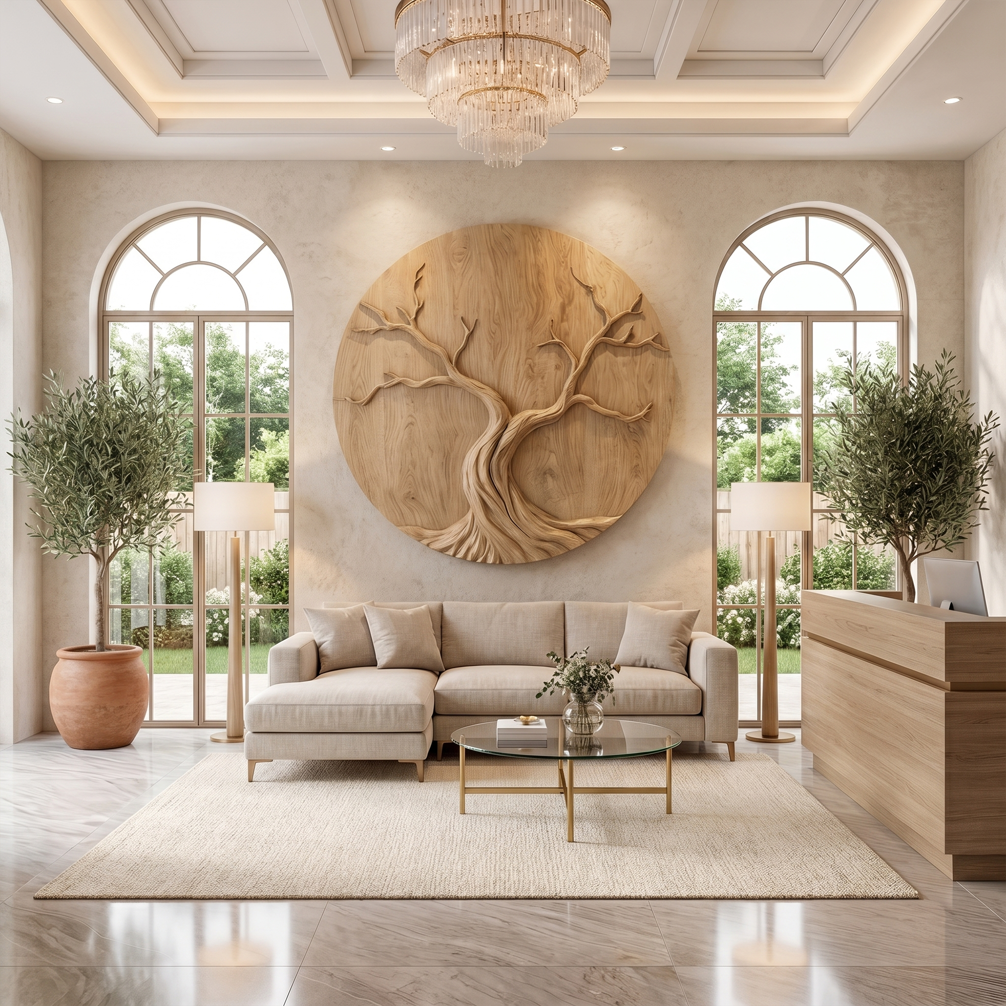 Round Tree Wall Decor For Living Room Sculptural Wood Artwork