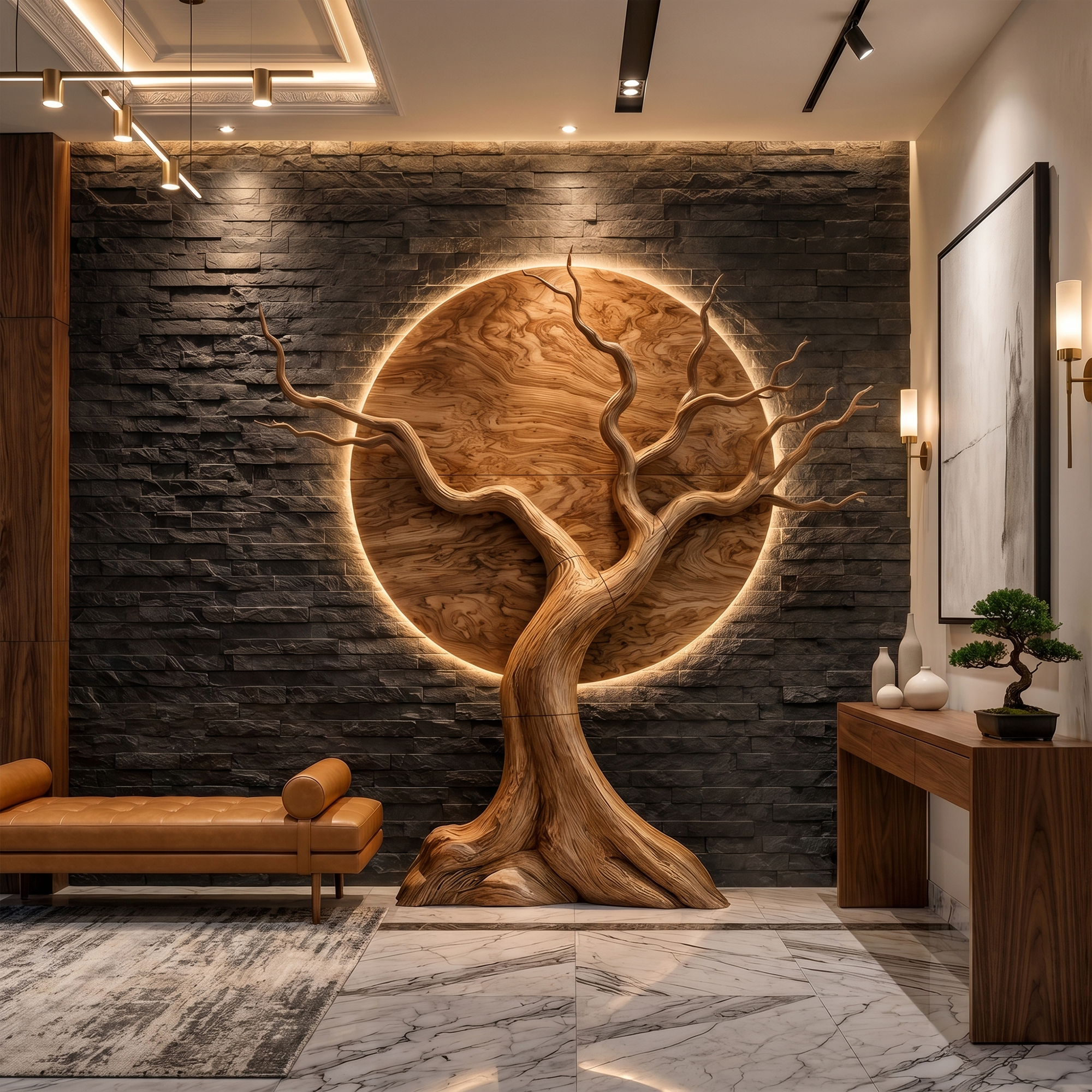 Organic Modern Tree Wall Art For Living Room Statement Feature