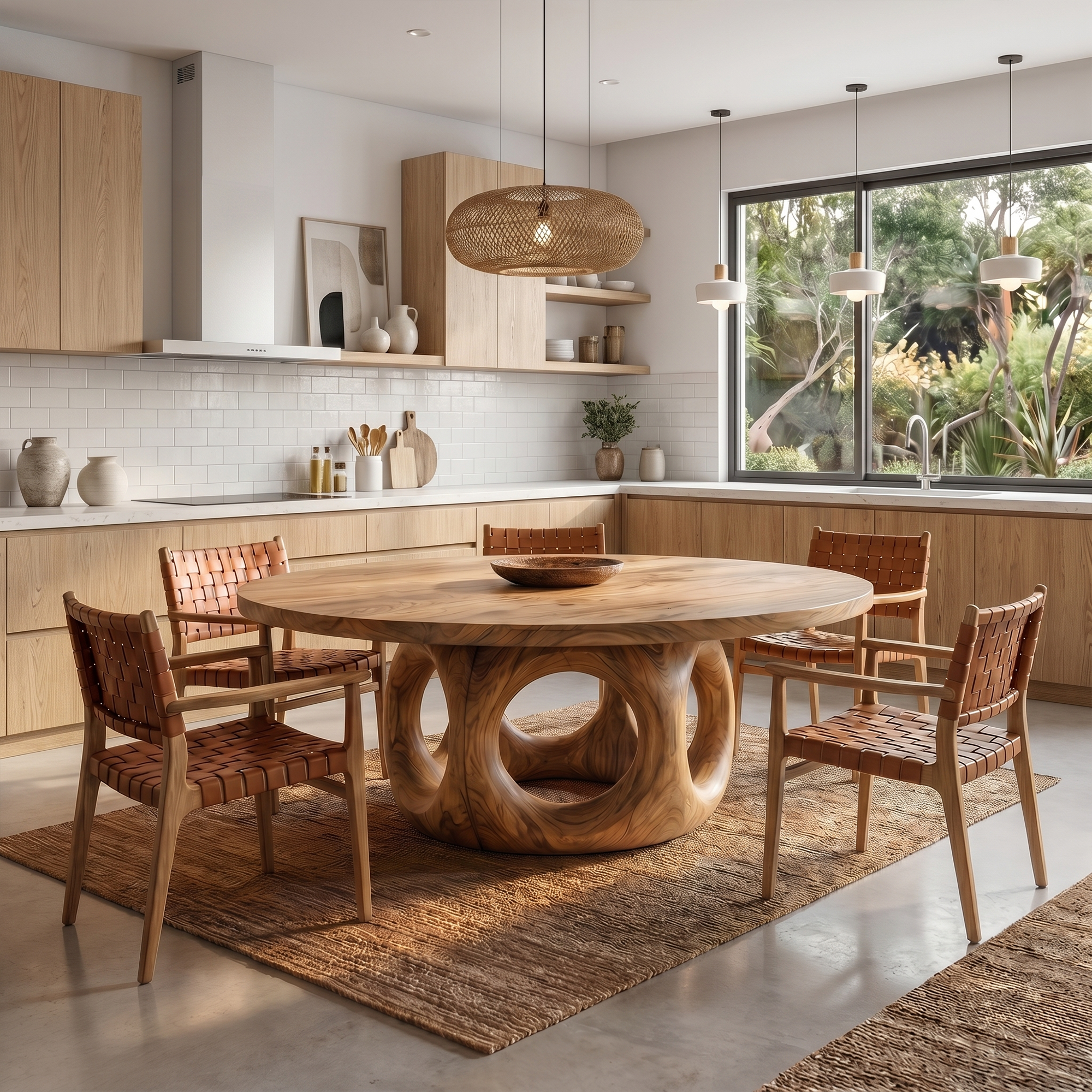 Handcrafted Round Dining Table Nature Inspired Design For Dining Room