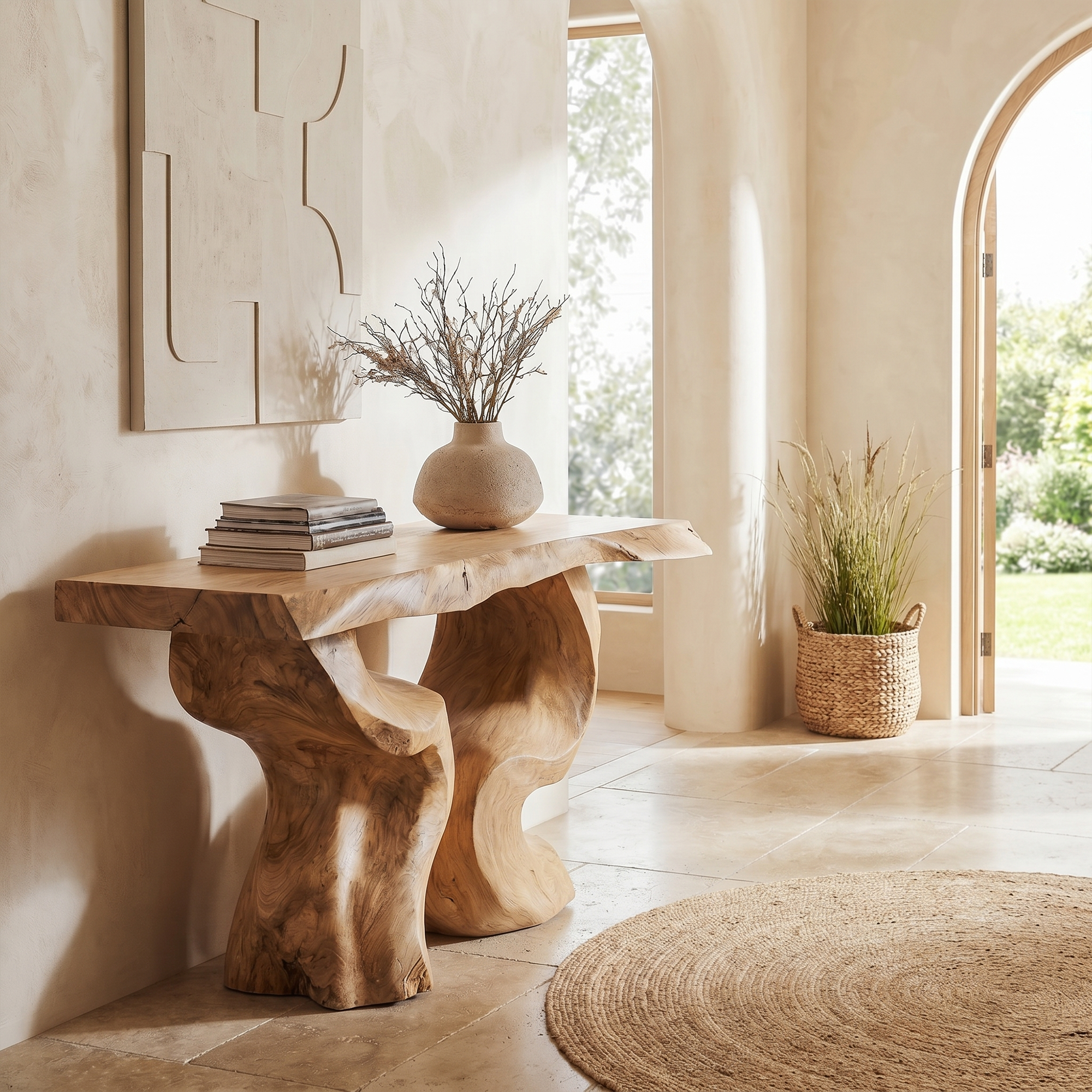 Modern Console Table Freeform Root Base For Entryway