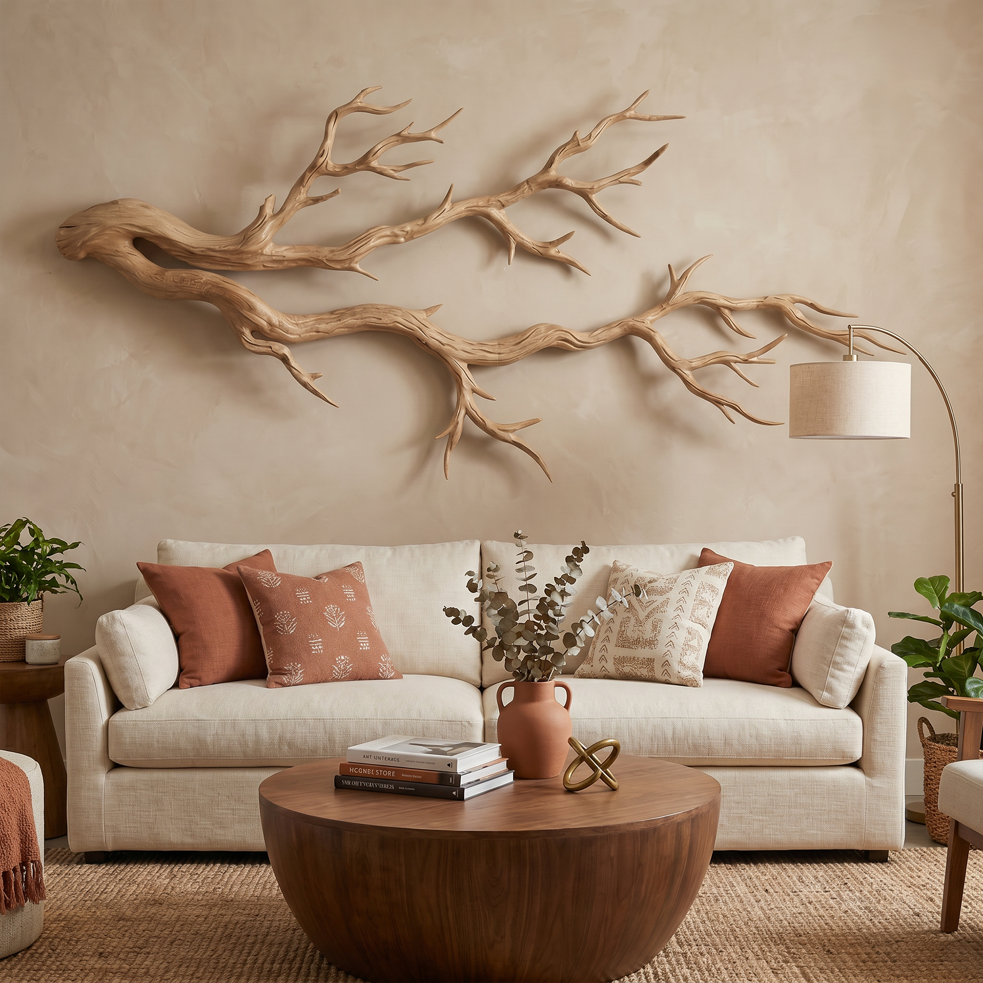 Twisted Branch Solid Wood Wall Sculpture Organic Modern Decor