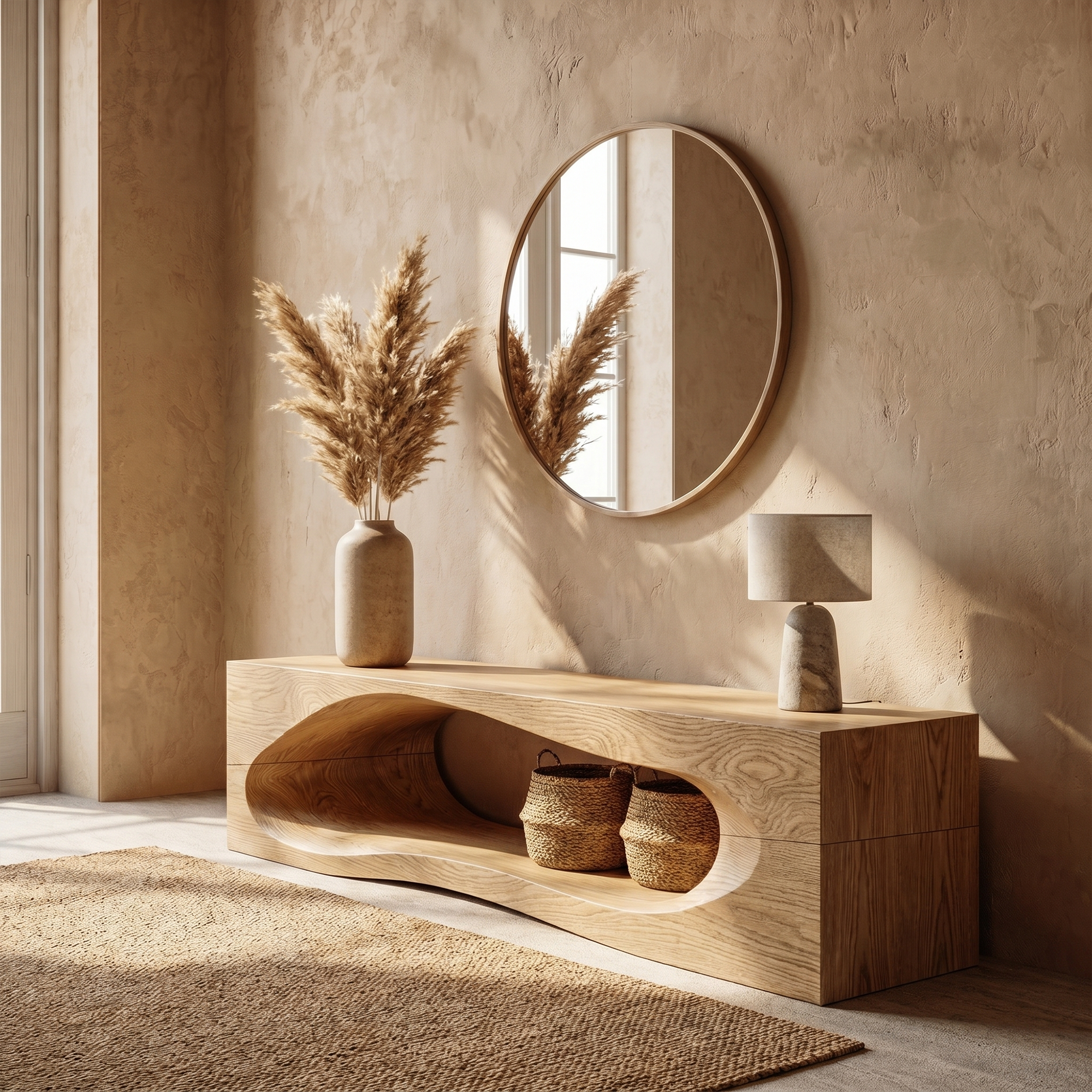 Rustic Bench With Built In Storage Shelf For Entryway
