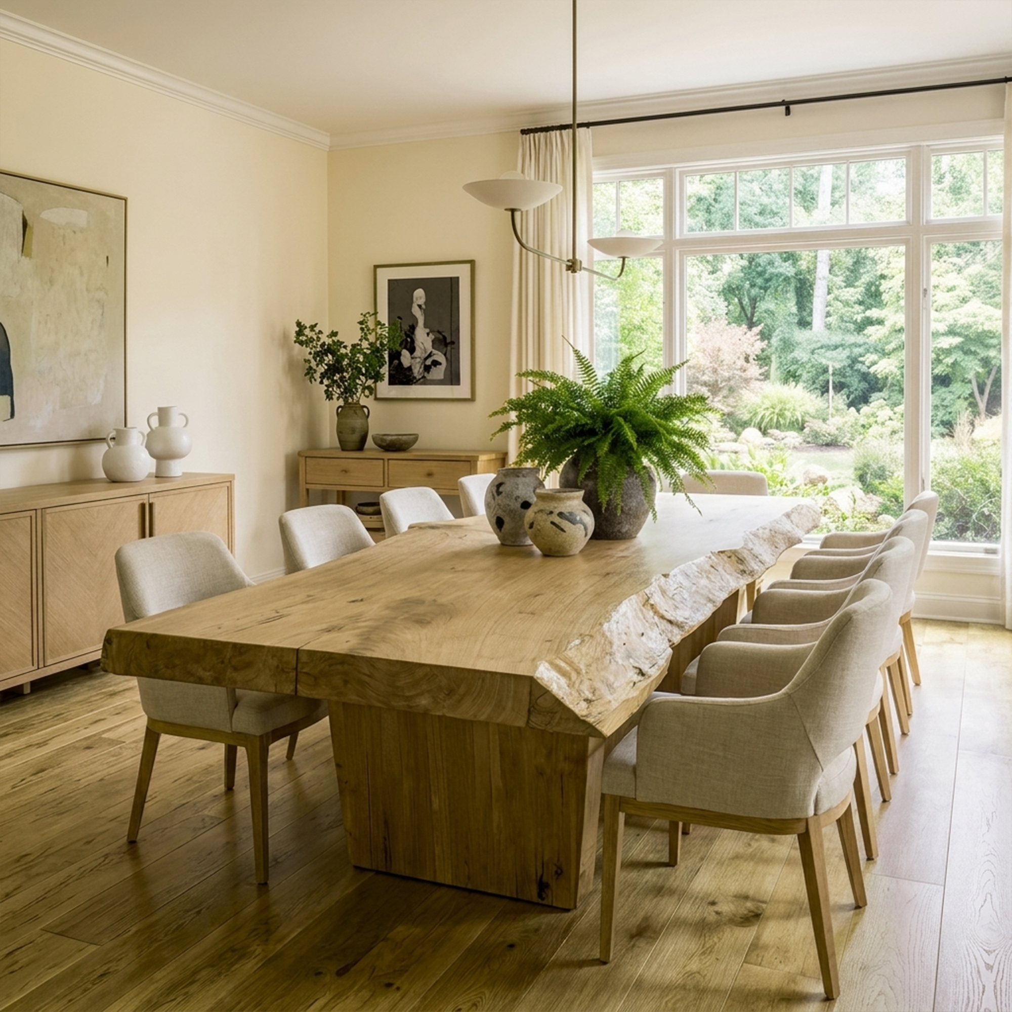 Mid Century Live Edge Table Dining Room